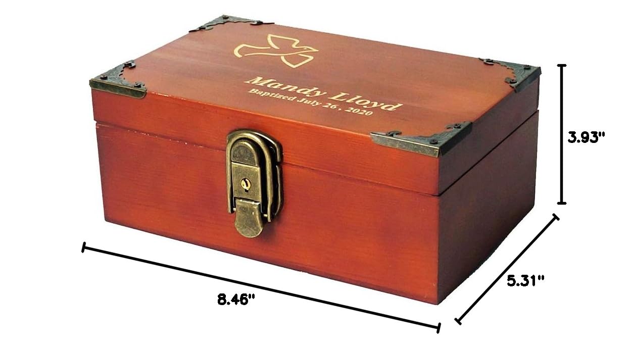 Personalized Wooden Keepsake Box with Lock & Key - Custom Engraved Jewelry Storage Box - Memorial Gift for Sympathy, Wedding, Anniversary - Perfect for Safekeeping Memories, Jewelry & Special Mementos
