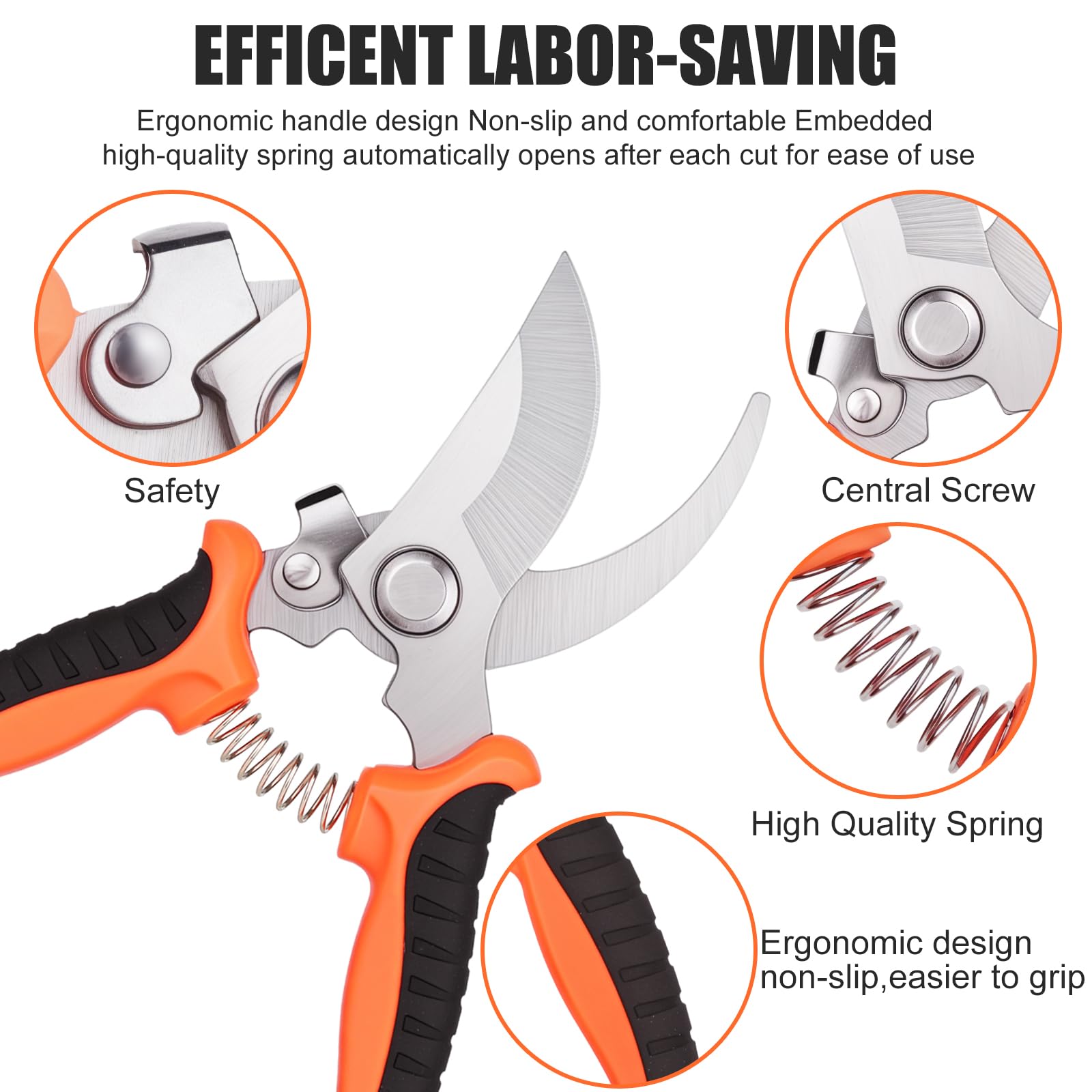 3-Piece Stainless Steel Gardening Shears Set - Pruning Scissors for Plants, Flowers, Fruit Trees | Durable Garden Tools for Trimming, Harvesting & Landscaping
