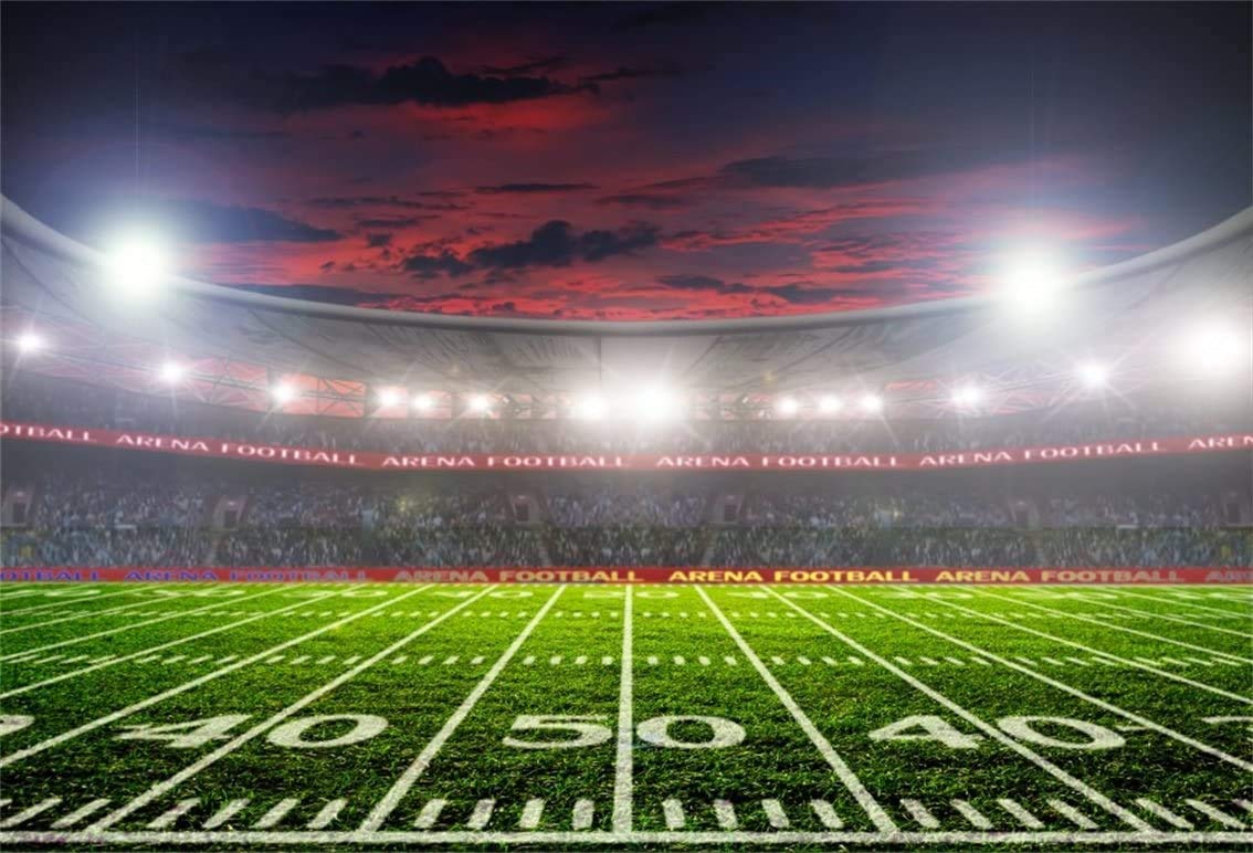CSFOTO 12x8ft Football Field Backdrop - Premium Soccer Rugby Match Night Background for Sports Championship, Studio Photography & Tailgate Party Decor - Perfect for Game Day, Sports Events & Photo Shoots