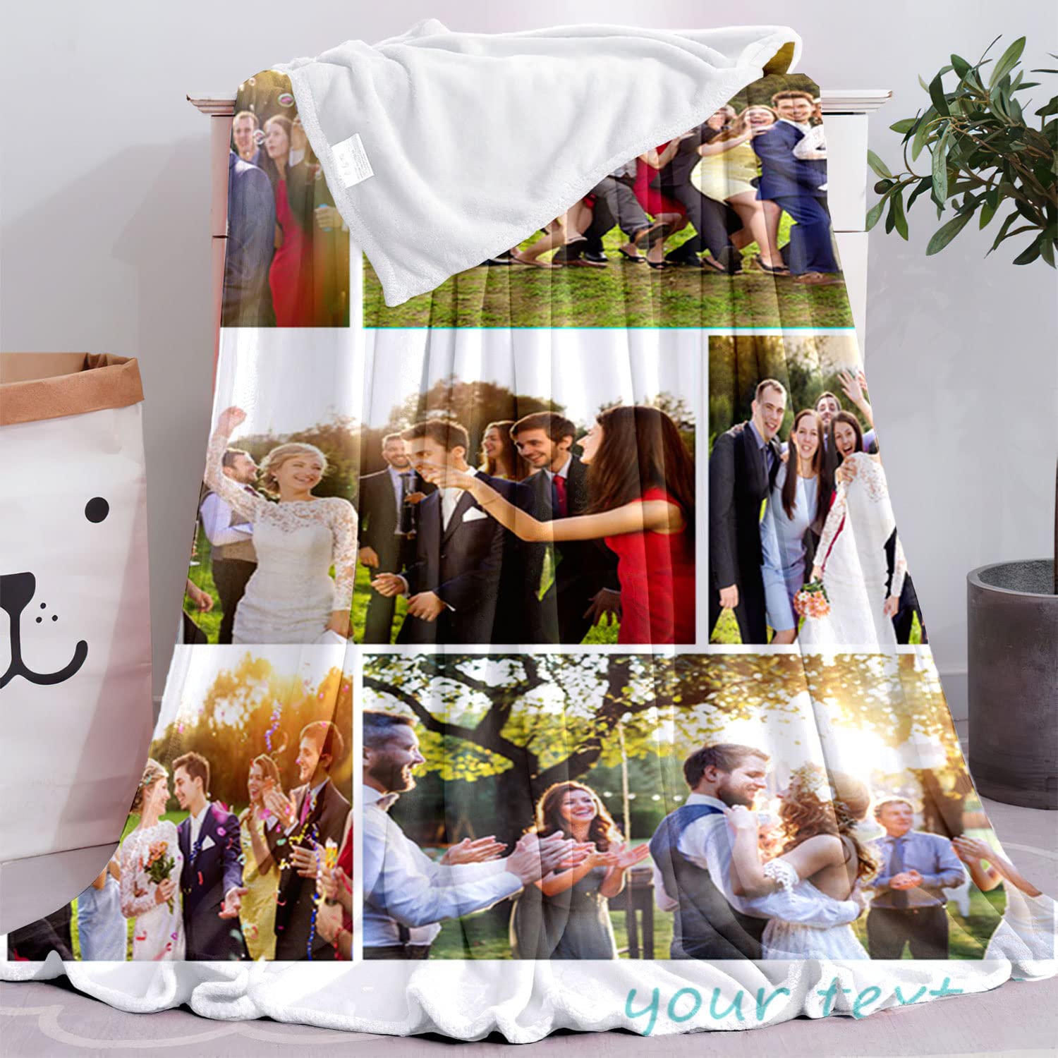 Custom Photo Blanket - Personalized Throw Blanket with Text & Collage | Perfect for Christmas, Halloween, New Year & Birthday Gifts | Cozy Home Decor, Anniversary Present, Couple Gift