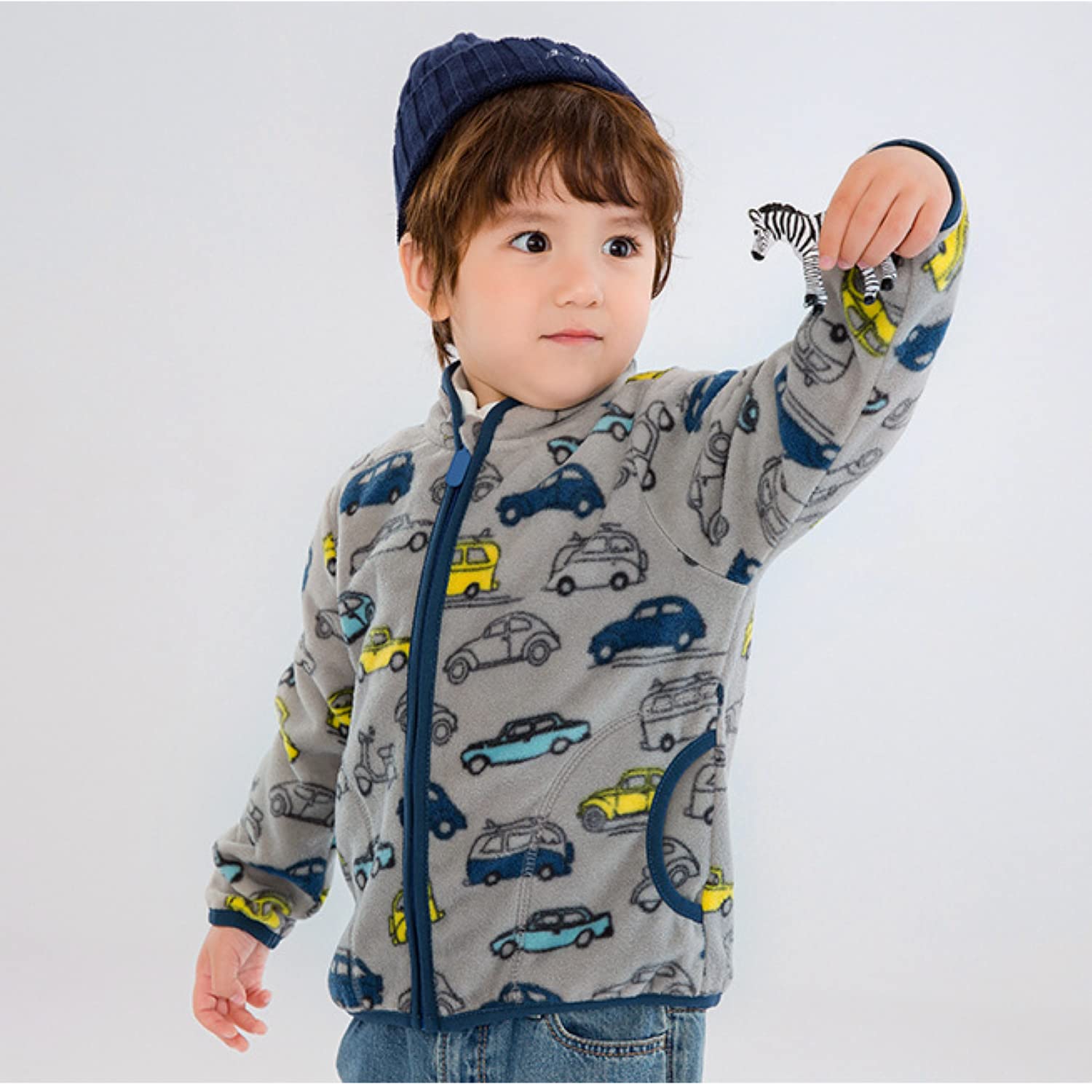 Boys' Full Zip Fleece Jacket with Fun Prints - Warm & Cozy Outerwear for Toddlers - Perfect for Playdates, School & Outdoor Adventures