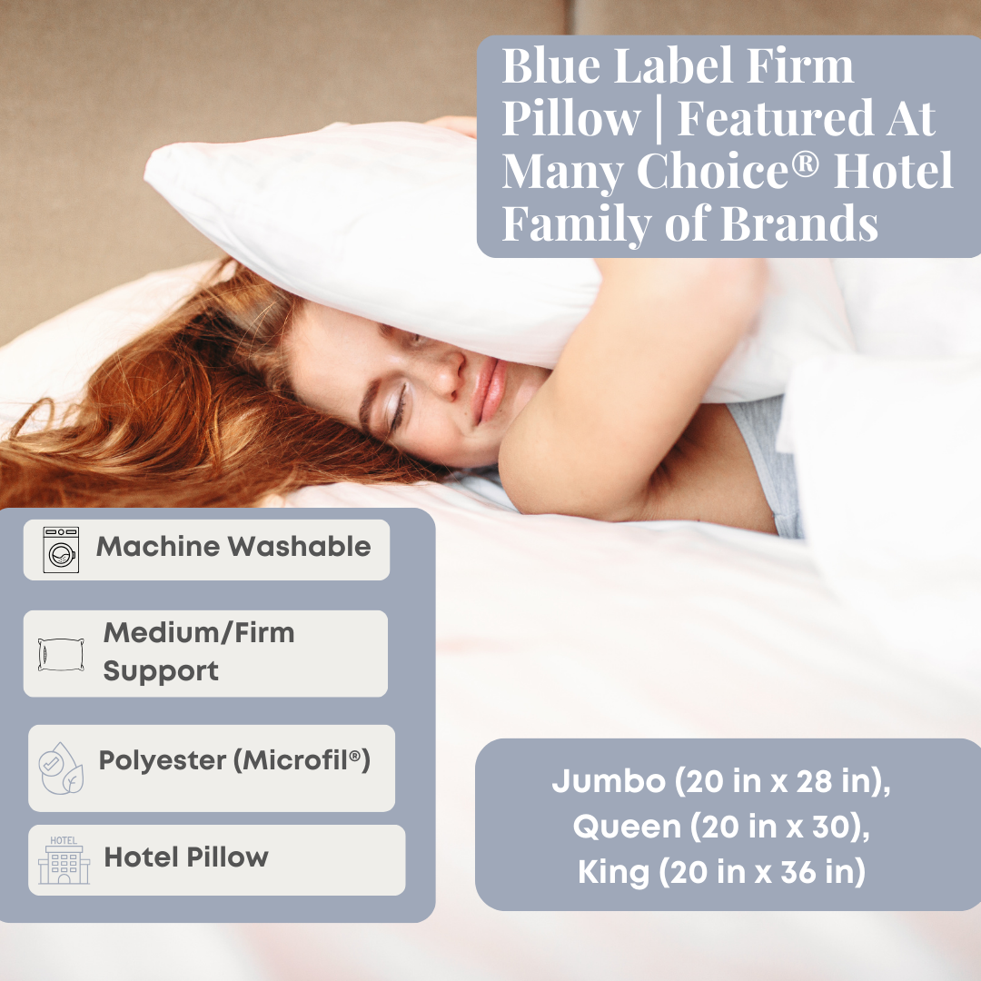 Premium Firm Blue Label Pillow for Side & Back Sleepers - Hotel Quality Support for Neck & Shoulder Pain Relief - Ideal for Home, Travel & Guest Rooms
