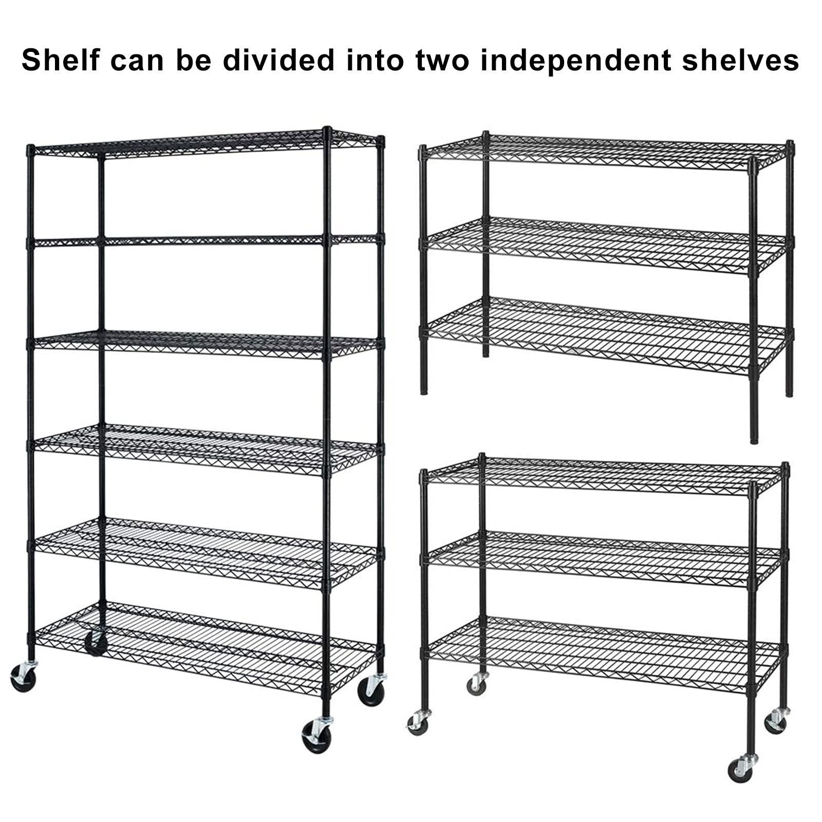 Heavy Duty 6-Tier Metal Storage Shelves 6000lbs Capacity, 48