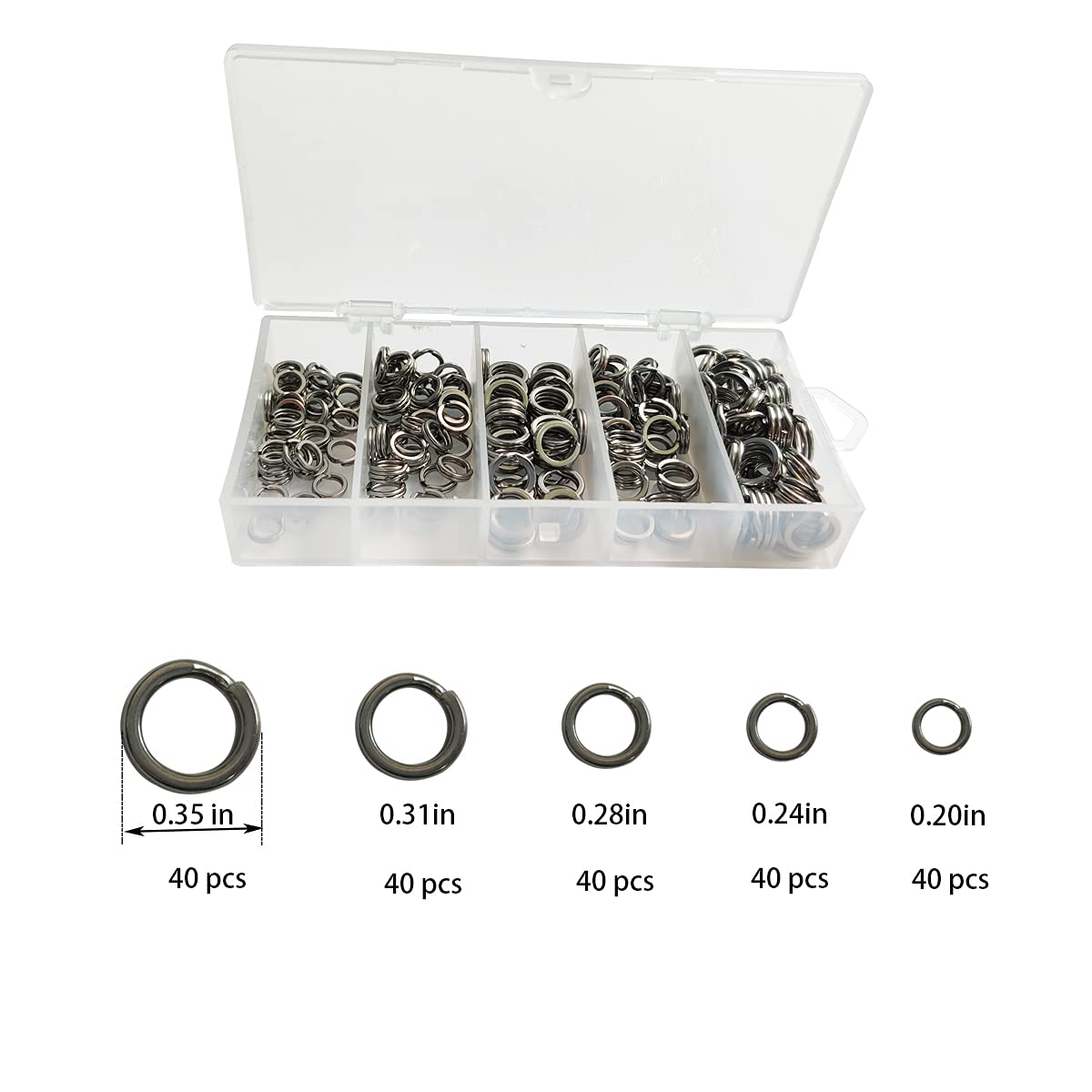 200 PCS Stainless Steel Fishing Split Rings - Durable Lure Connectors & Jewelry Making Findings - Mini Keychain Rings & Open Jump Rings for Fishing Tackle, DIY Crafts, and Jewelry Accessories