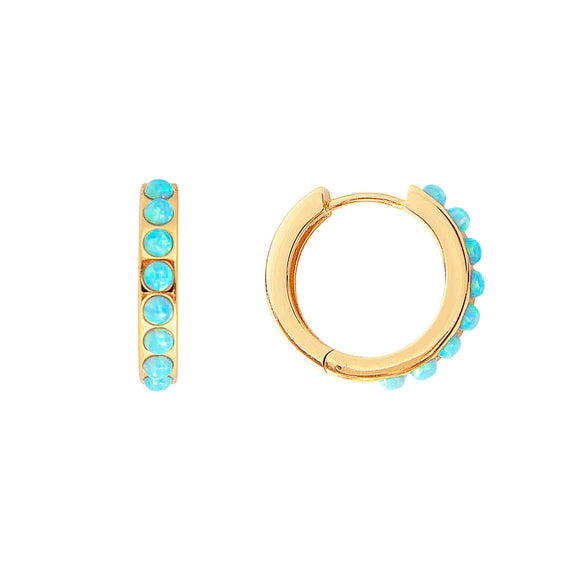Fairley Blue Opal Crystal Midi Hoop Earrings for Women - Elegant Bohemian Dangle Earrings for Party, Wedding & Everyday Wear