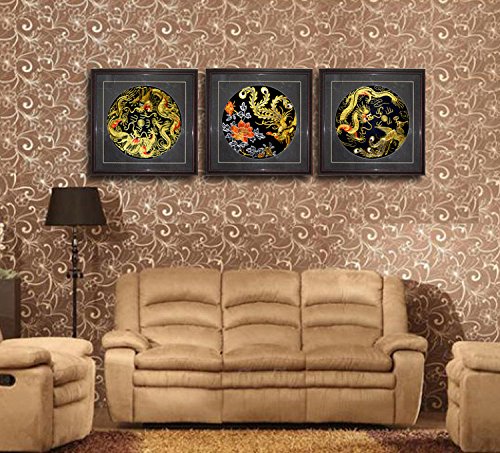 Grace Art - Large Asian Silk Embroidery Wall Hanging with Phoenix Design, Traditional Chinese Home Decor for Living Room, Bedroom, Office & Wedding Gift