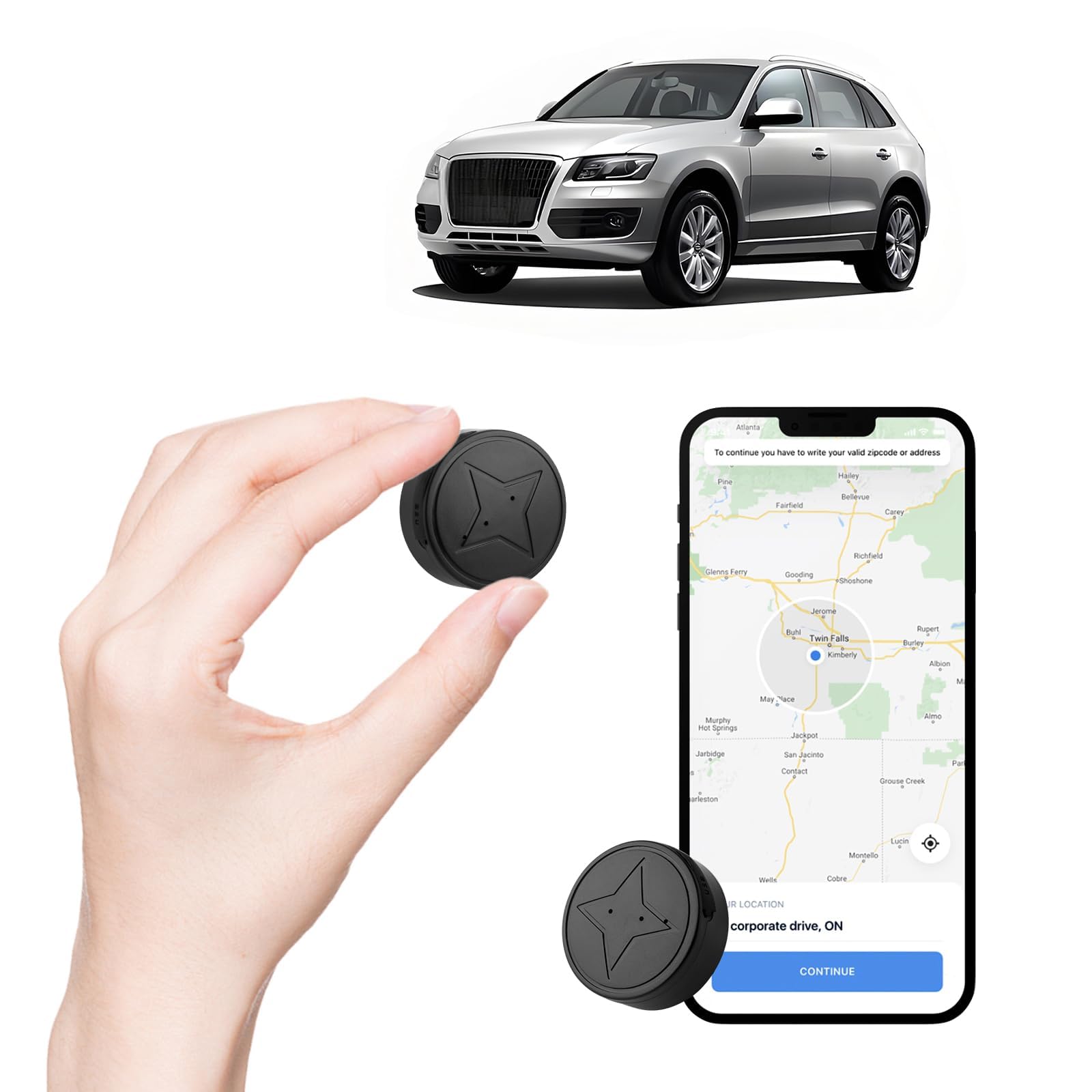 Mini GPS Tracker for Vehicles - Portable Magnetic Waterproof Real-Time Tracking Device with No Monthly Fee | Perfect for Car, Motorcycle, Kids, Pets & Asset Protection | Ideal for Fleet Management, Personal Safety & Anti-Theft Security