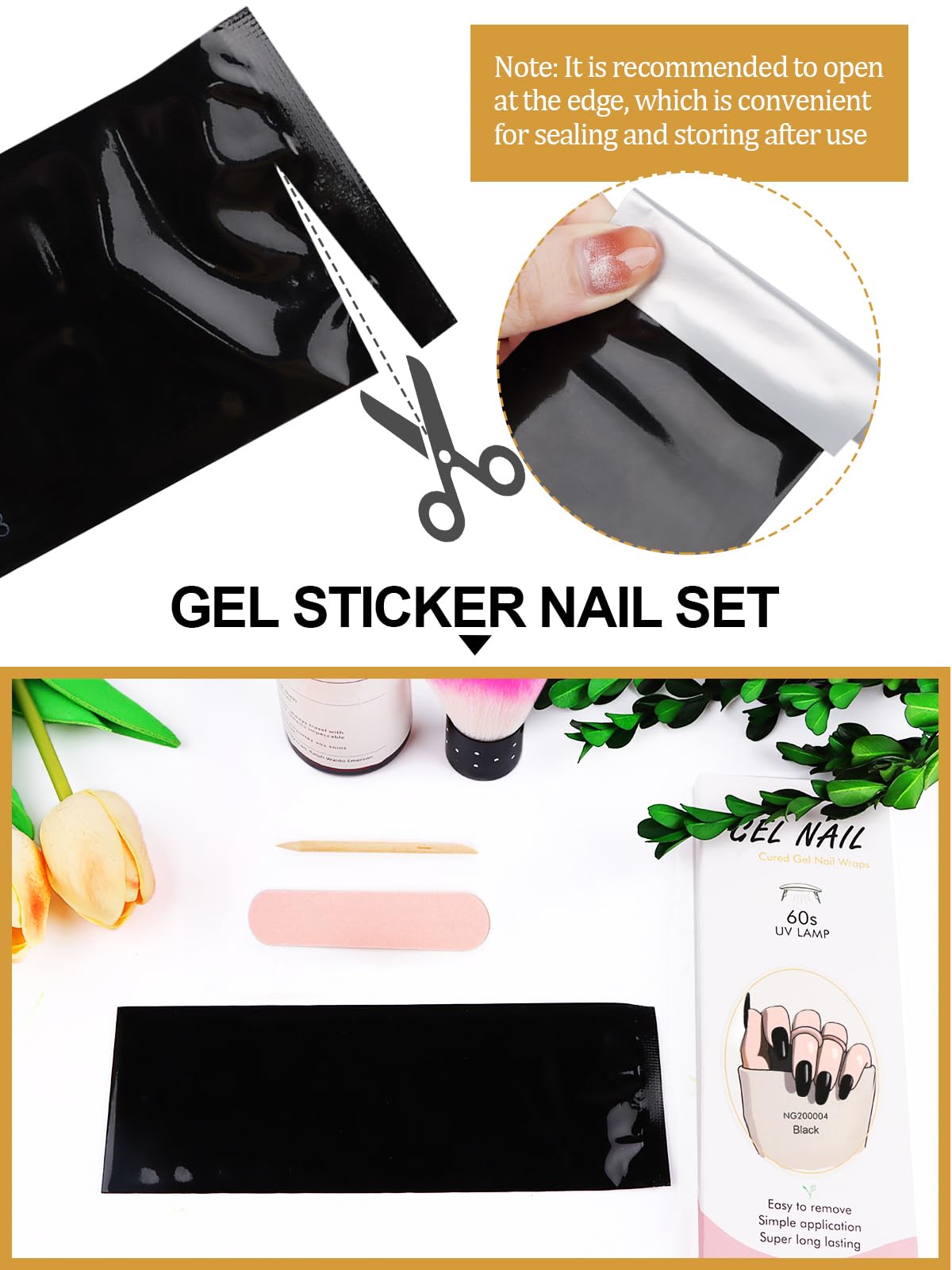 20PCS Gel Nail Polish Strips - Long Lasting Adhesive Nail Wraps with Nail File & Stick | Waterproof DIY Nail Art Stickers for UV/LED Lamp | Perfect for Salon, Home Manicure & Party Nail Designs