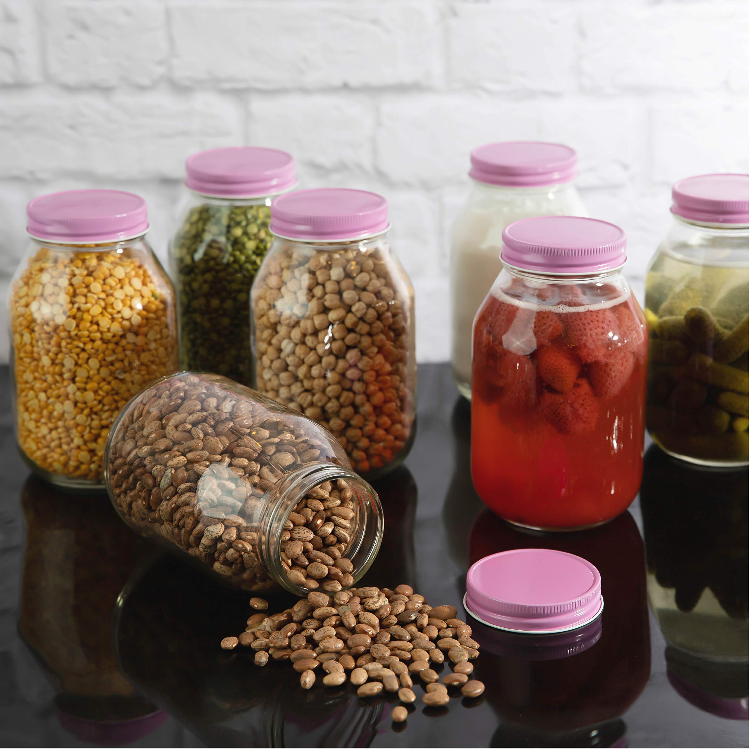 12 Pack 32oz Regular Mouth Glass Mason Jars with Airtight Lids - Perfect for Pickling, Canning, Fermenting, Food Storage | Ideal for Jams, Sauces, Kombucha, Kefir, Fruits & Preserves | Great for Home Kitchen, DIY Projects & Pantry Organization