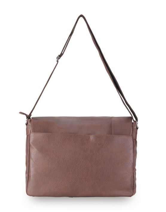 Tosca VG013 Vegan Leather Satchel Messenger Bag for Women & Men - Chocolate Brown Crossbody Bag - Perfect for Work, Travel & Daily Use