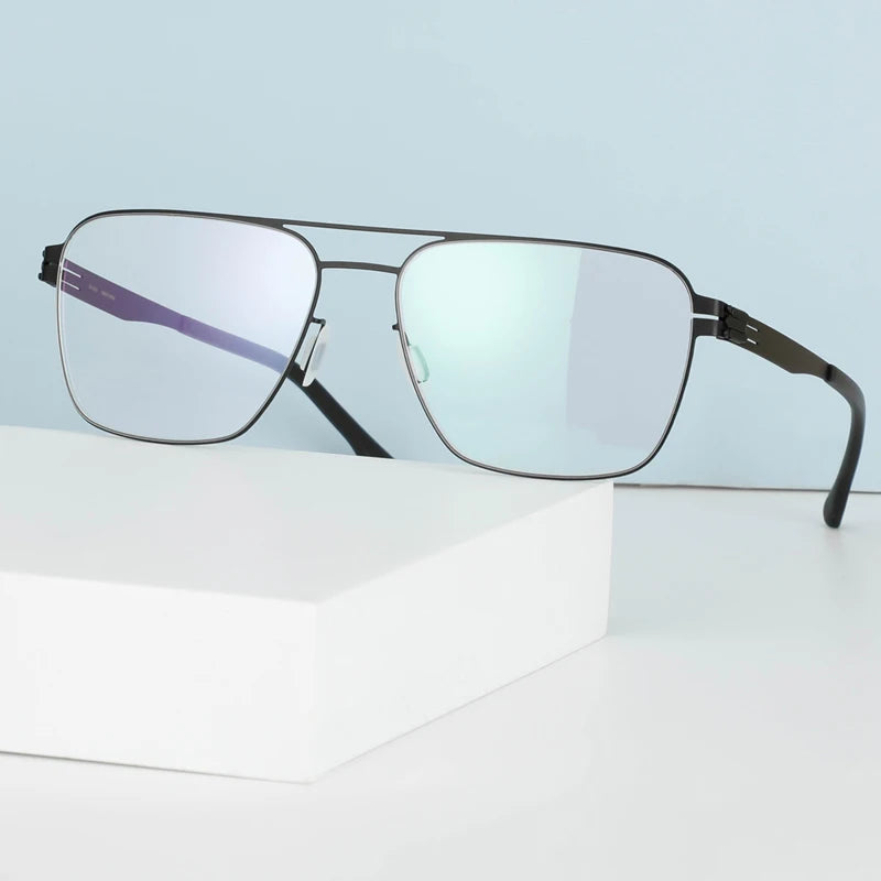 Stylish Black Square Double Bridge Women's Eyeglasses BM001 - Full Rim Stainless Steel Frame for Fashion & Everyday Wear