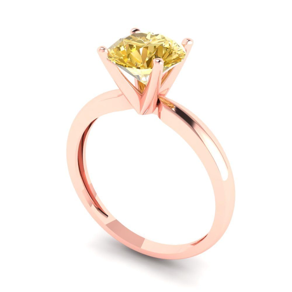 1.50ct Round Cut Yellow Moissanite Engagement Ring - 14K Rose Gold Solitaire Wedding Band for Women | Anniversary, Proposal, Bridal Jewelry Gift
