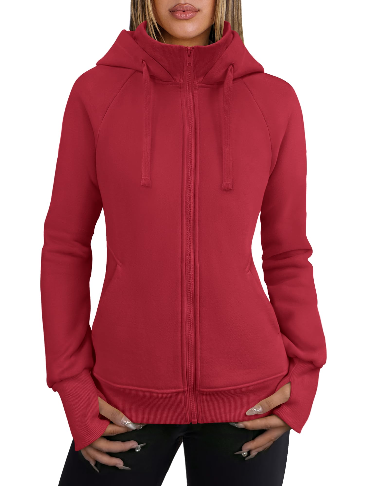 ANRABESS Women's Fleece Zip-Up Hoodie with Pockets - Long Sleeve Casual Sweatshirt for Fall Fashion | Y2K Preppy Outfits | Perfect for College, Streetwear & Cozy Loungewear