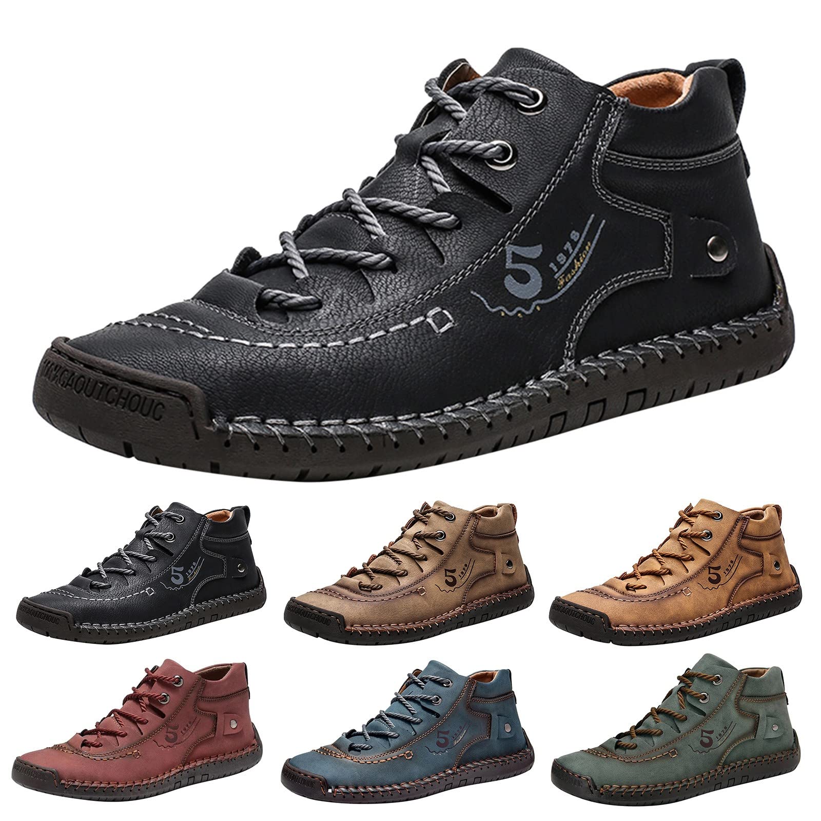 IQYU Men's Waterproof Leather Hiking Shoes - Lightweight Trekking & Casual Sneakers for Outdoor Adventures, Business & Travel - Comfortable Lace-Up Walking Shoes for Men