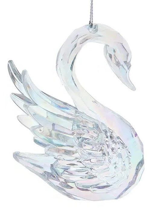 4 Pack Opalescent White & Clear Swan Figurines - Elegant Home Decor for Wedding Centerpieces, Tabletop Displays, and Gift Giving
