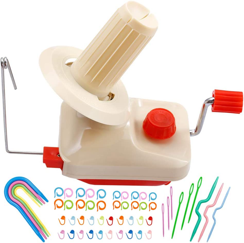 BUTUZE Large Capacity Manual Yarn Ball Winder and Spinner with 53 Stitch Markers - Complete Knitting Kit for DIY Yarn Projects, Crocheting & Handmade Crafts