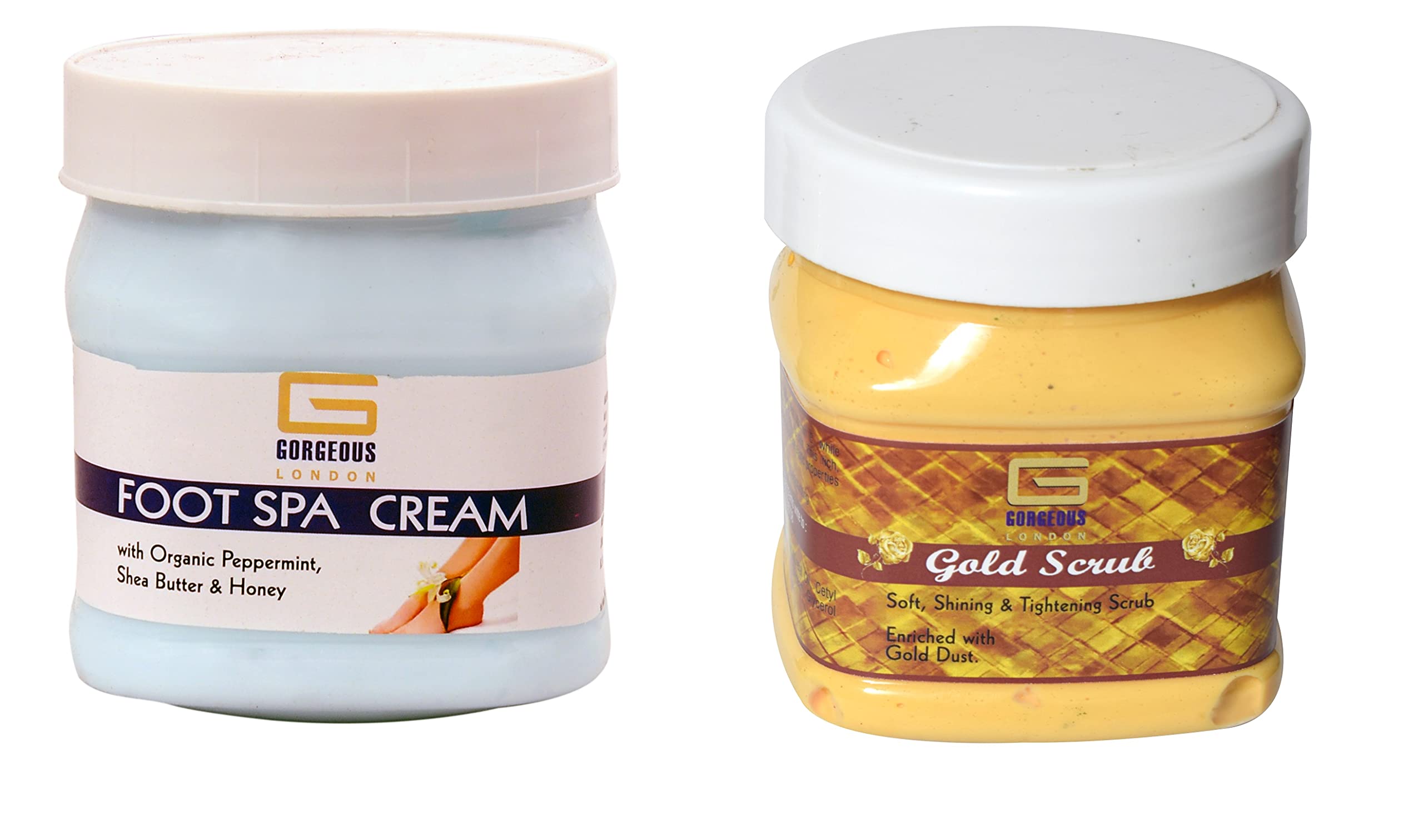 Luxury London Foot Spa Cream & Gold Scrub Set - 2 Pack (450g Each) | Deep Exfoliation & Moisturizing for Soft Feet | Perfect for Pedicures, Home Spa & Relaxation
