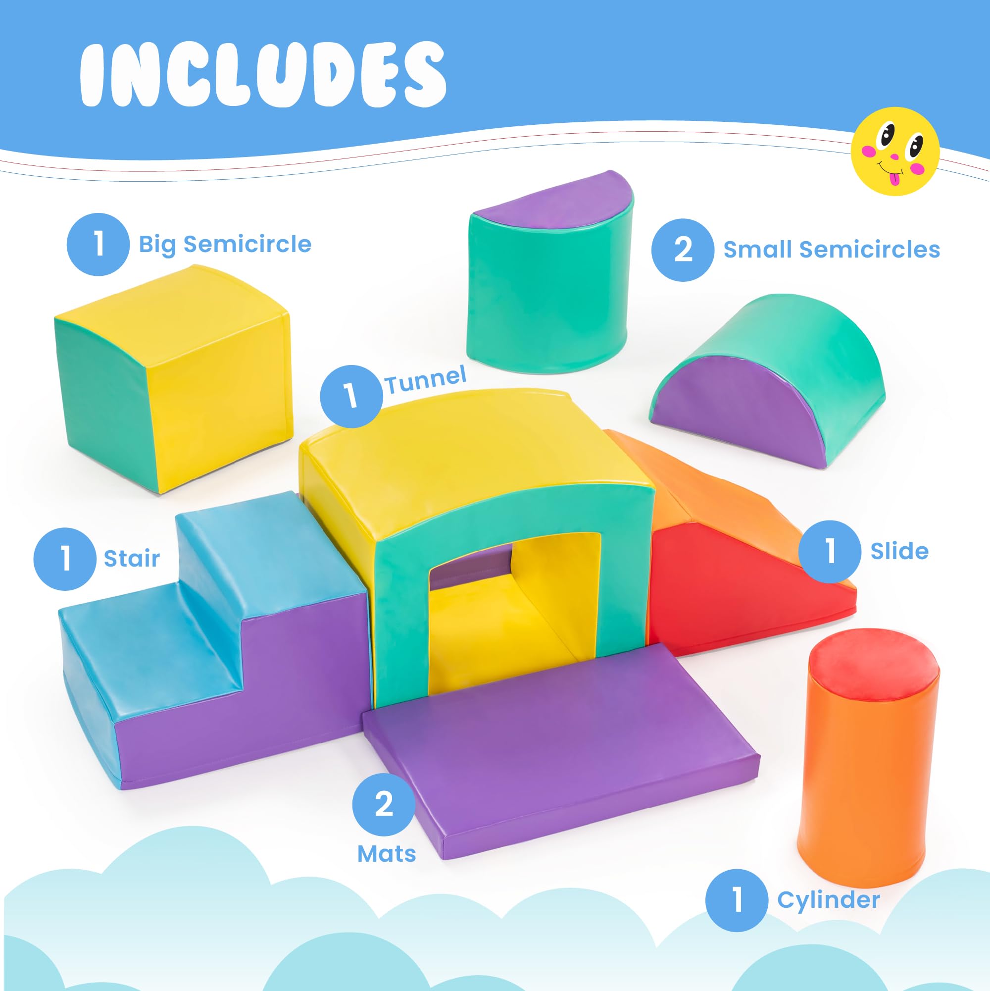 New Bounce Toddler Climbing Toys - Soft Foam Play Set for Kids Ages 1-5 - Safe Indoor Gym Equipment for Toddlers - Non-Toxic Foam Blocks for Crawling & Climbing - Perfect for Playrooms, Daycares & Home Learning Spaces