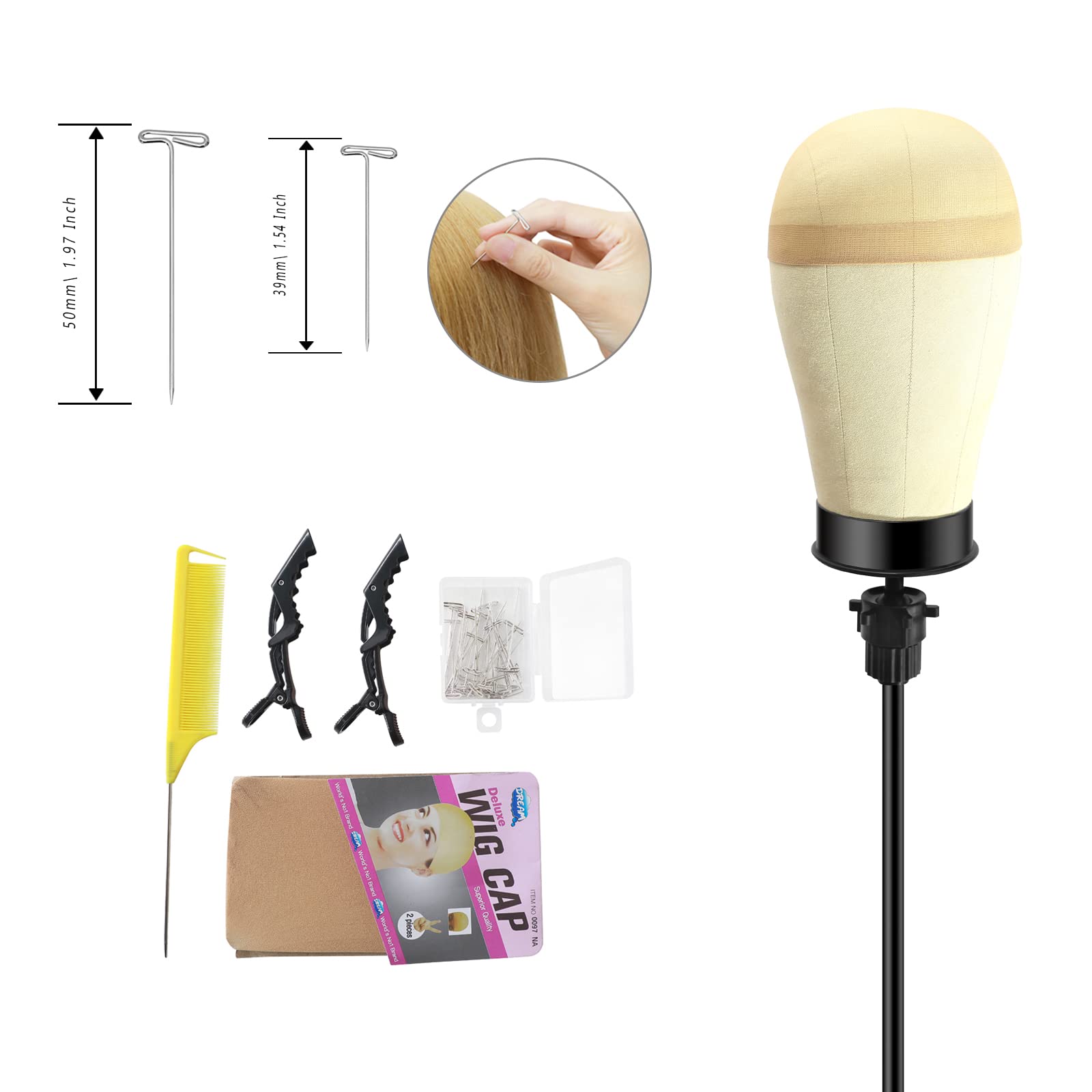 Adjustable Metal Wig Stand Tripod - Foldable Mannequin Head Holder for Cosmetology, Hairdressing & Styling Training | Perfect for Salon, Home Use & Wig Display