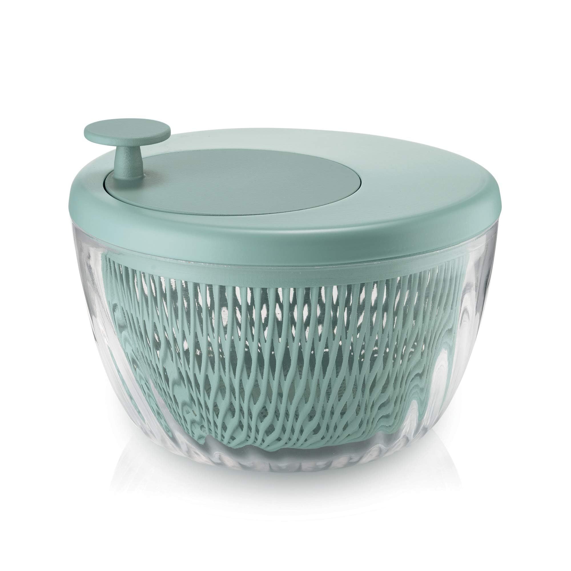Guzzini 10-Inch Salad Spinner with Lid - Lichen Green | Wash, Spin & Dry Vegetables, Fruits, Greens | Built-In Draining Basket | Kitchen Gadget for Healthy Meal Prep & Fresh Salads | Perfect for Home Cooks & Meal Prep Enthusiasts