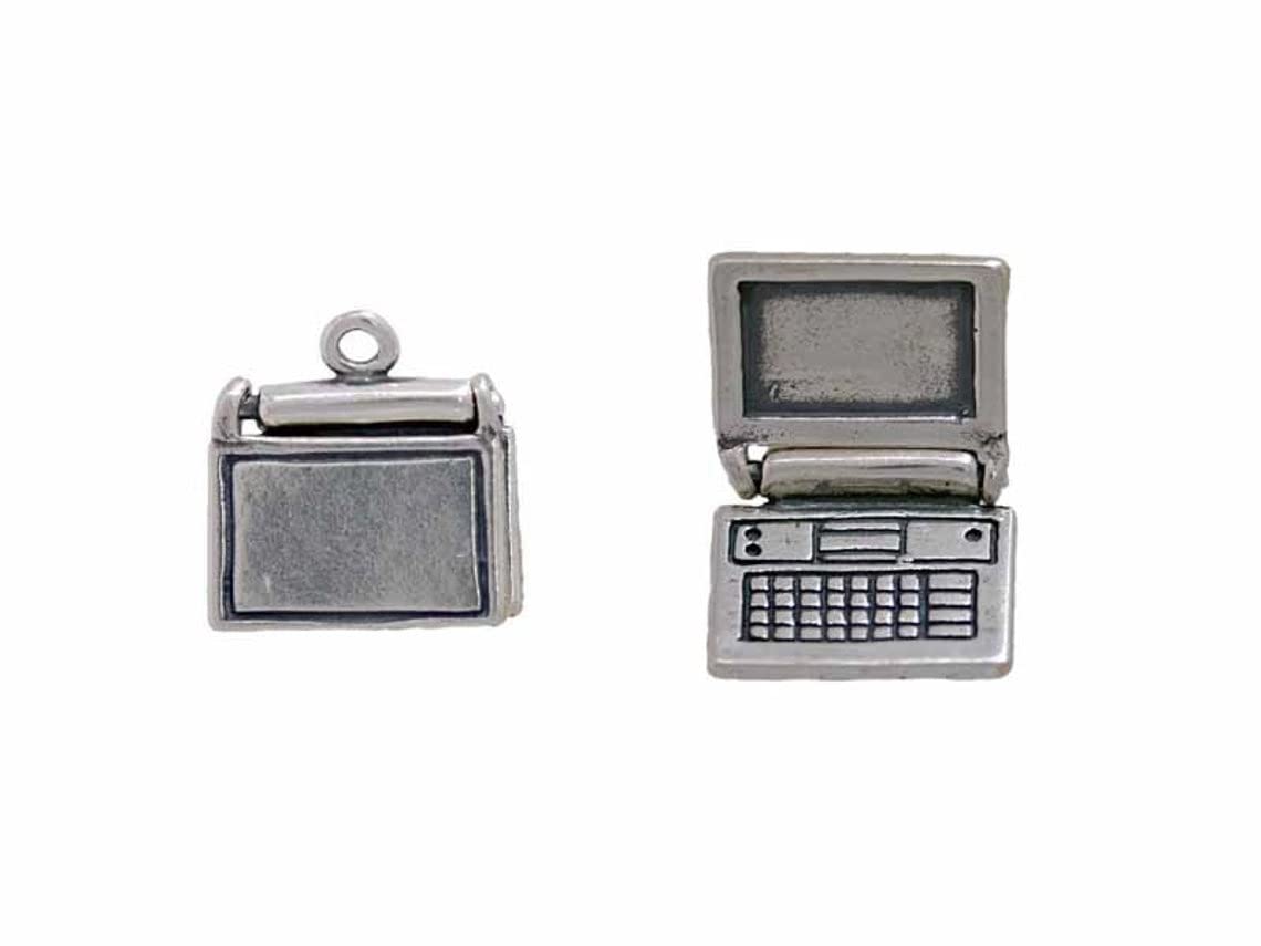 Laptop Computer Charm Sterling Silver Pendant for Jewelry Making - Perfect for Necklaces, Bracelets, and Tech-Inspired Accessories