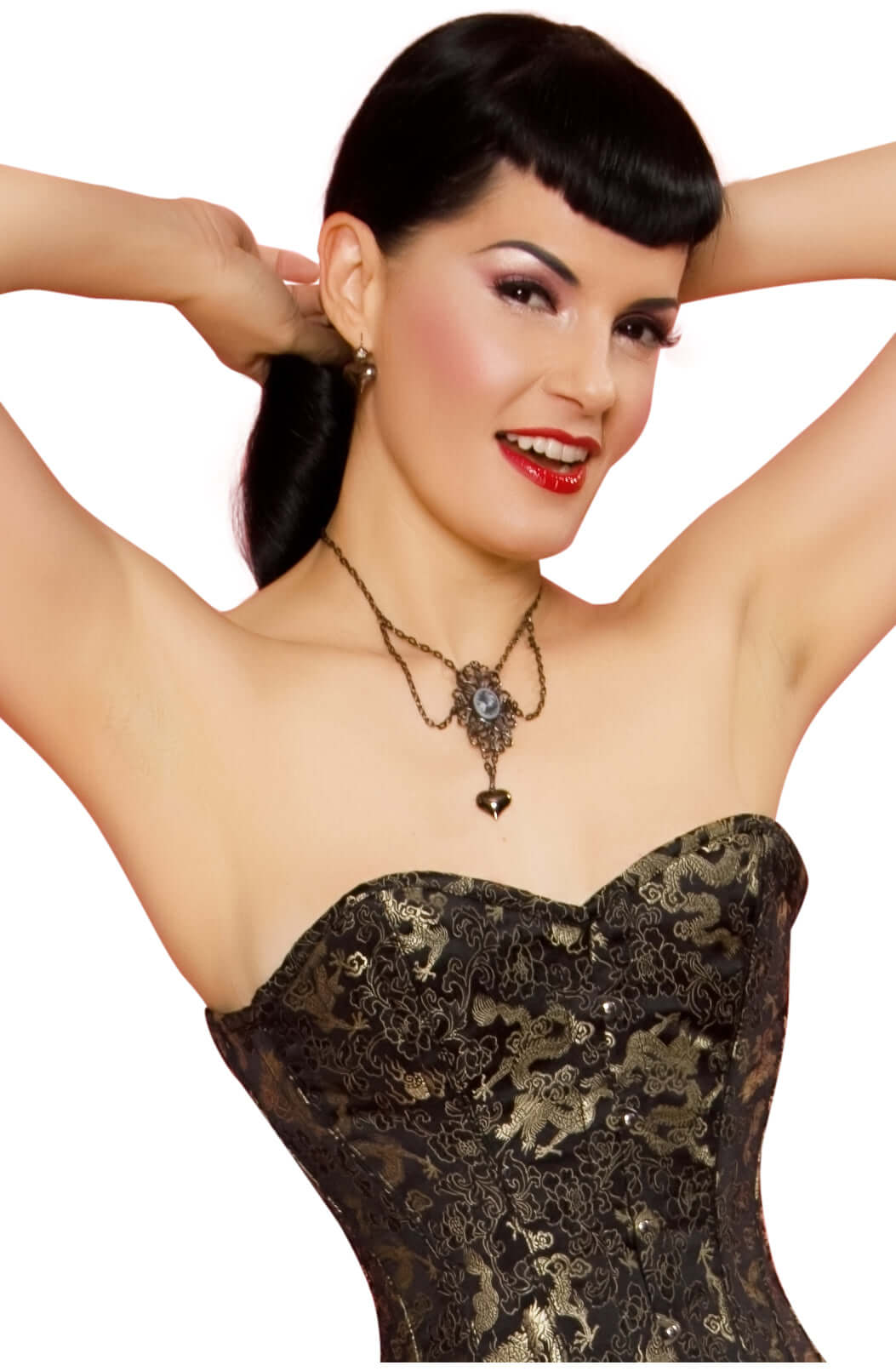 Playgirl Steel Boned Dragon Brocade Corset - Victorian Style Bustier for Women | Perfect for Cosplay, Renaissance Fairs & Burlesque Performances