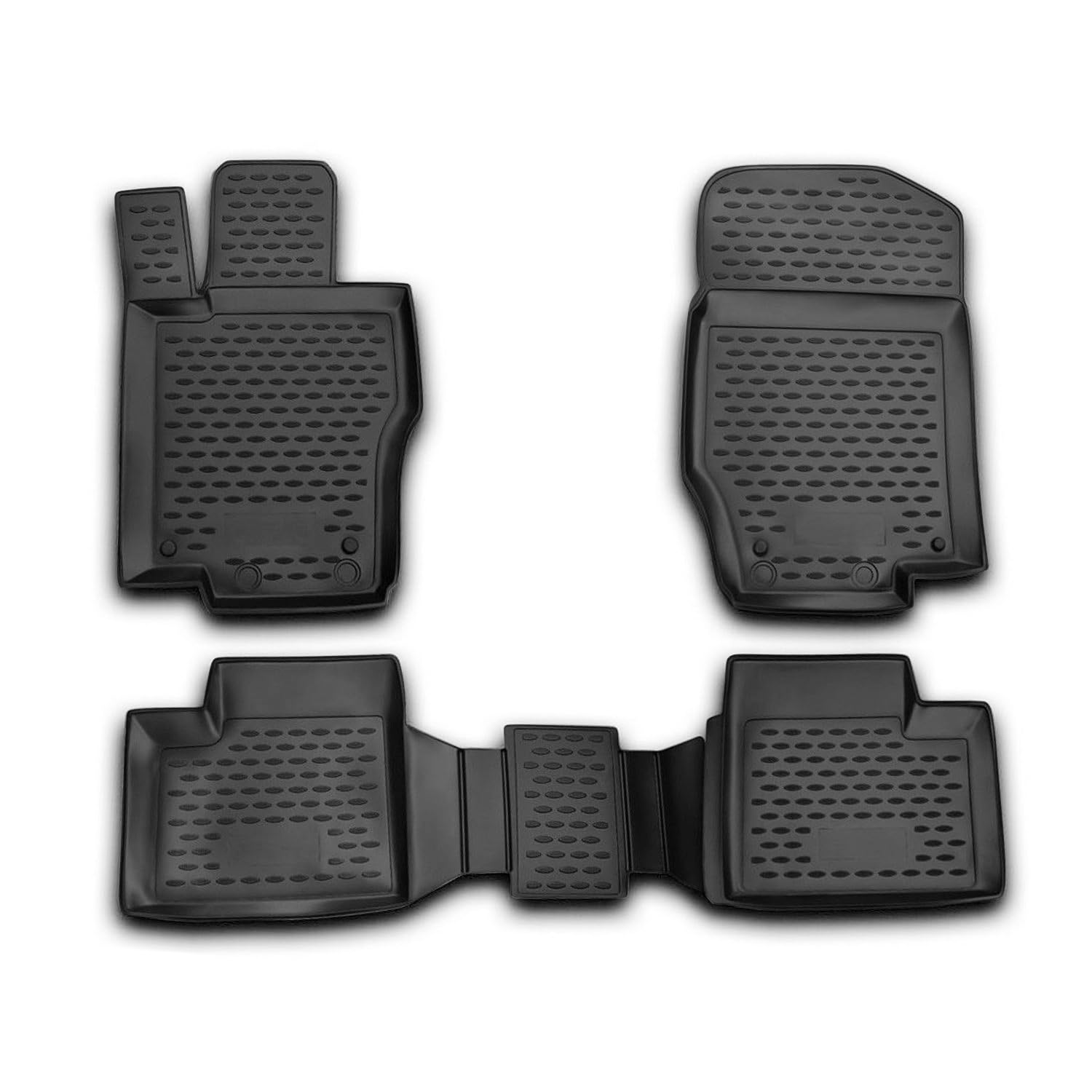 OMAC Custom Fit All-Weather 3D Floor Mats for Mercedes M Class W164 (2005-2011) - Waterproof, Non-Slip TPE Rubber Car Mats with Laser-Measured Precision | Odorless Protection for Rain, Snow & Mud | Perfect for Daily Commute & Road Trips (Black)