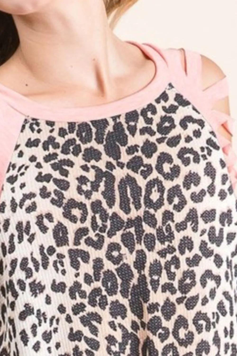 BiBi Leopard Print Thermal Top with Tie Dye & Laser Cut Sleeves | Women's Fashion Long Sleeve Shirt for Winter Warmth, Casual Outfits & Streetwear Style