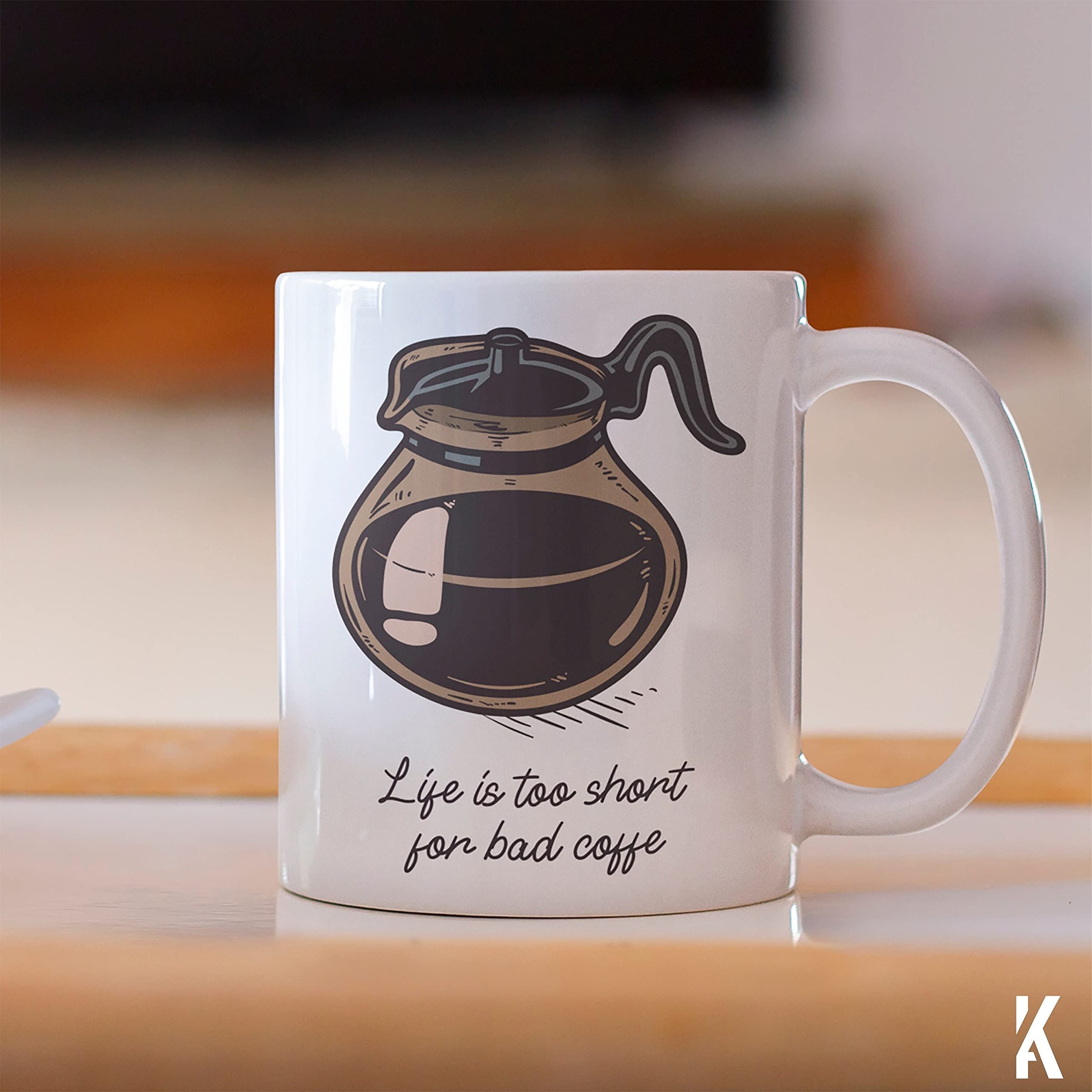 Funny Pothead Coffee Mug - Life Is Too Short For Bad Coffee - Perfect Gift for Cannabis Lovers & Coffee Addicts - Great for Home, Office, or Gifting