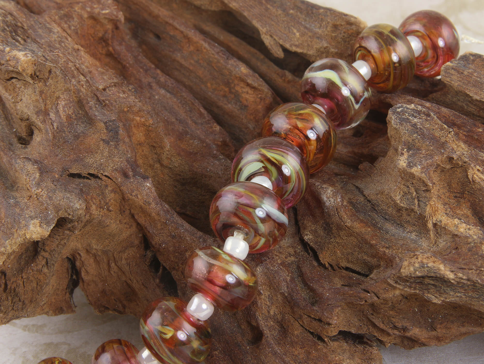 16pcs Ruby Brown Swirls Lampwork Glass Beads for Jewelry Making - DIY Bracelets, Necklaces, Earrings & Home Decor Crafts