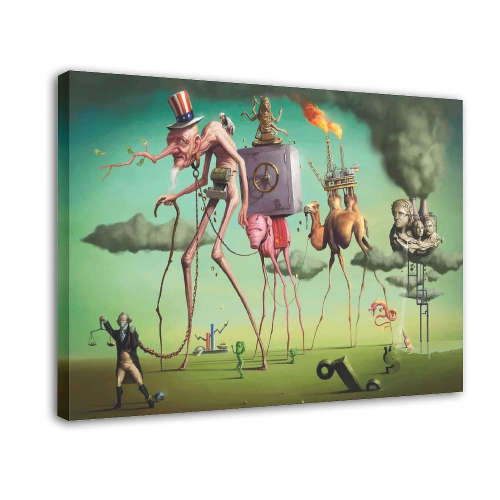 Salvador Dali The American Dream Surrealist Art Print - Premium Canvas Wall Decor for Living Room, Bedroom & Office - 24x36 Inch (60x90cm) Framed Poster - Perfect Gift for Art Lovers & Home Decor Enthusiasts