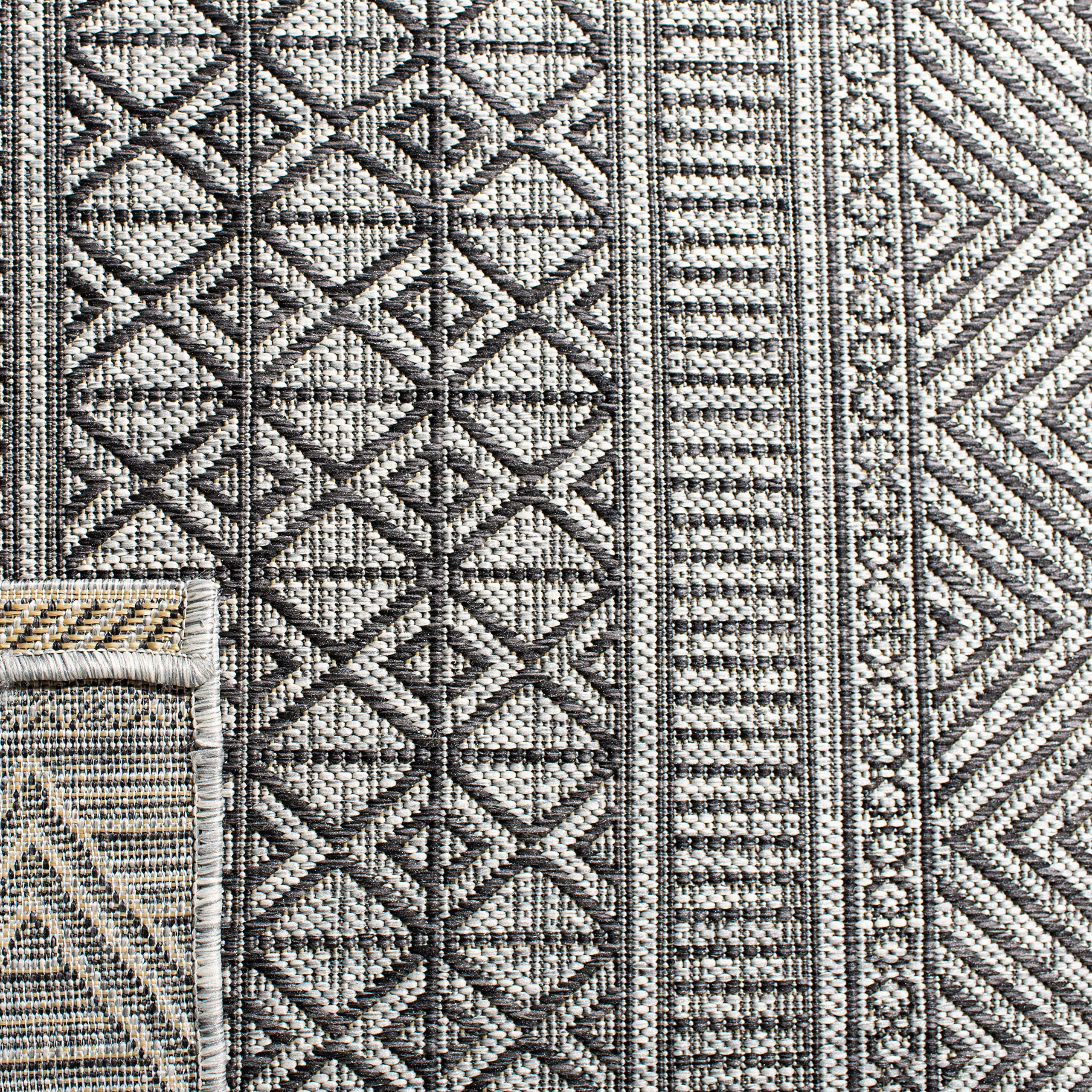 SAFAVIEH Courtyard Collection 8' x 10' Black & Grey Area Rug CY8196 - Waterproof Indoor/Outdoor Rug for Patio, Backyard, Mudroom - Easy to Clean & Maintain for High Traffic Areas