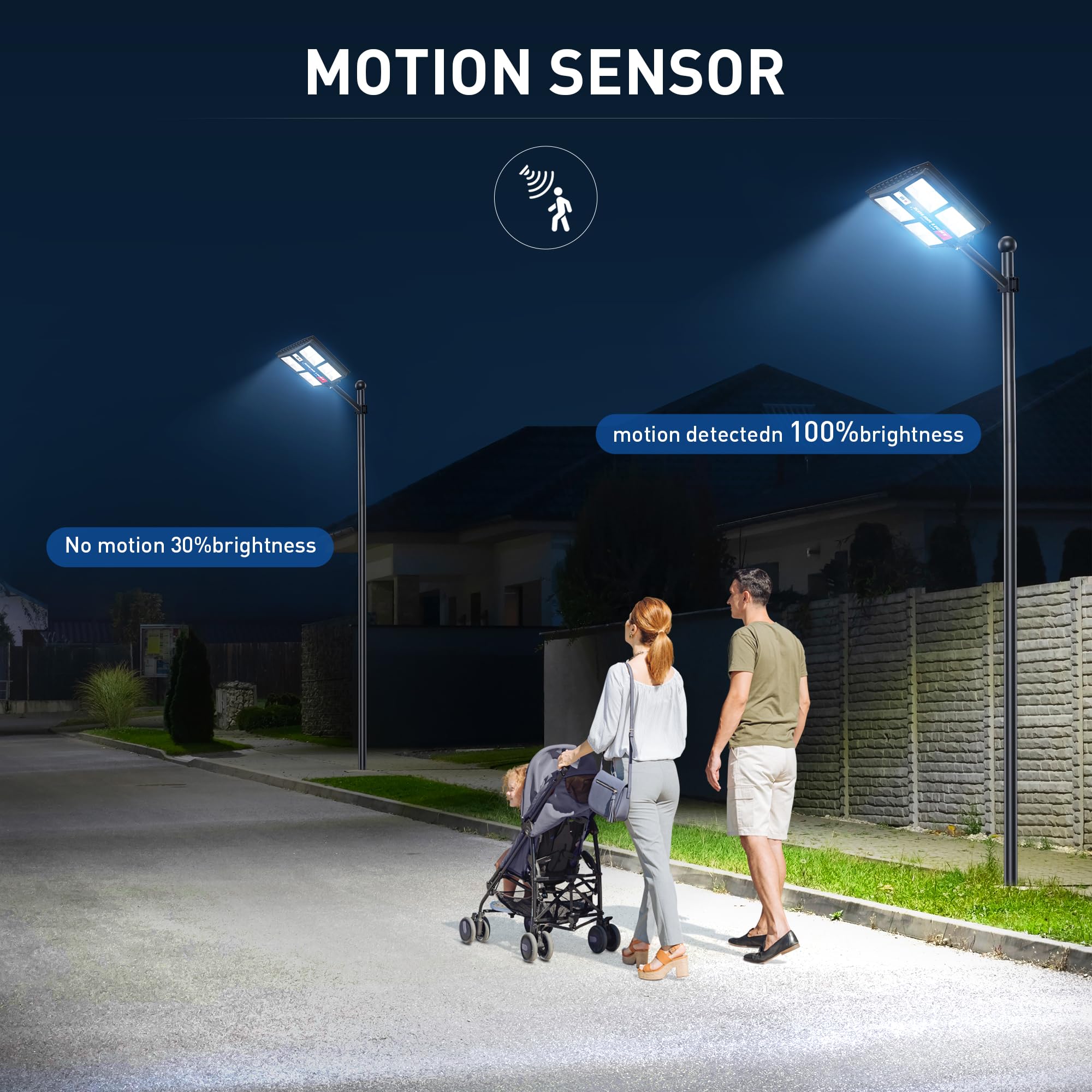 2600W Solar Street Lights Outdoor Waterproof - Super Bright 7000K Commercial Solar Parking Lot Lights with Motion Sensor, Dusk to Dawn Solar Powered for Yard, Garden, Pathway & Driveway Lighting