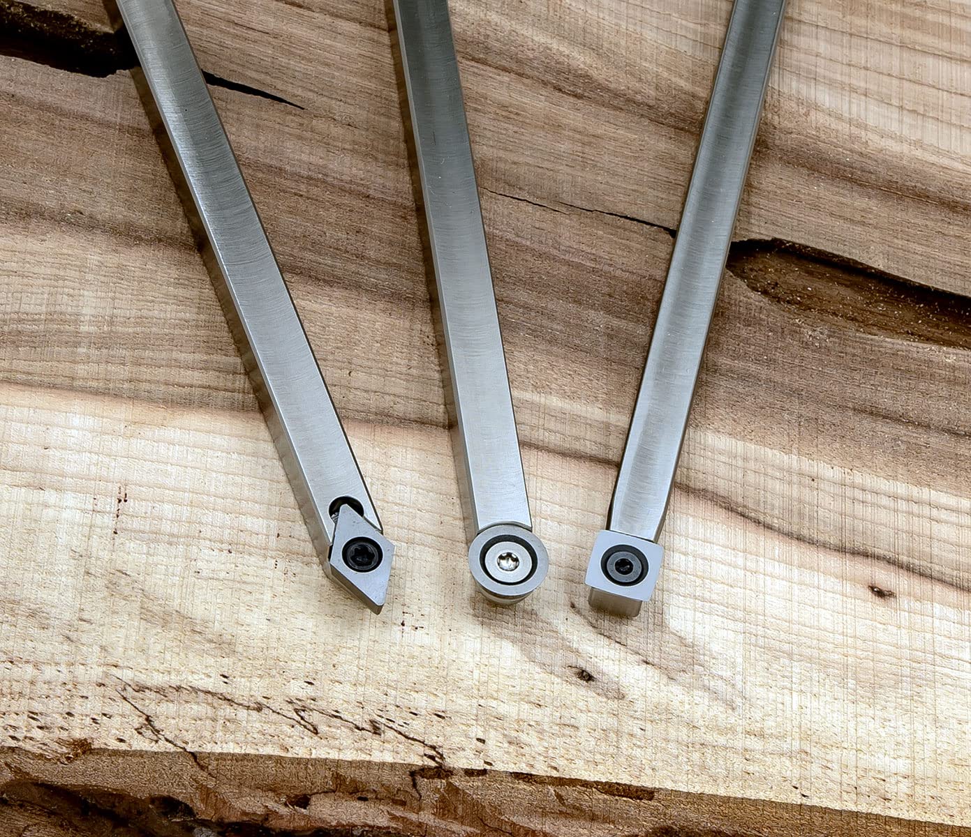Premium USA-Made Carbide Turning Tool Set of 3 with Interchangeable Sapphire Blue Handle for Wood Lathe - Durable Stainless Steel Woodworking Tools for Bowl Turning, Spindle Work & Furniture Making