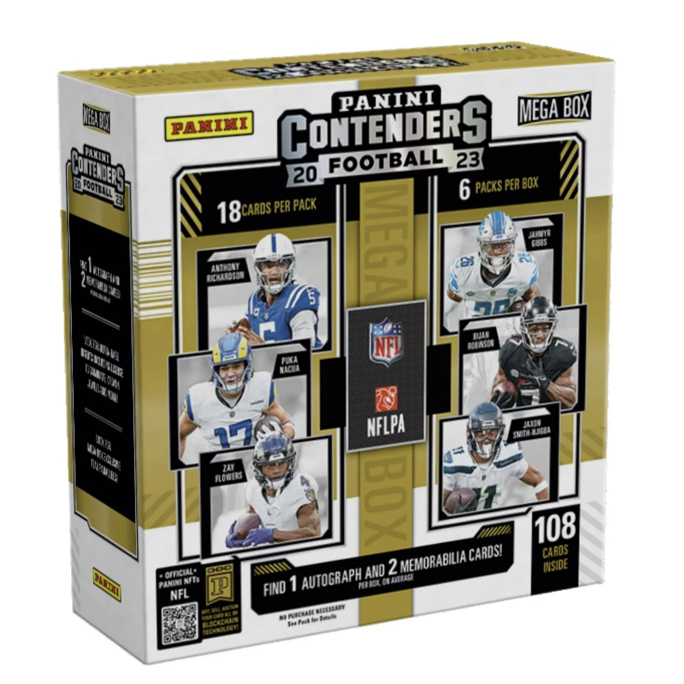 2023 NFL Draft Class Trading Cards Mega Box - 108 Cards (6 Packs of 18) with Autographs & Memorabilia - Collectible Sports Cards for Teens & Adults - Perfect for Trading, Collecting, and Displaying in Home or Office