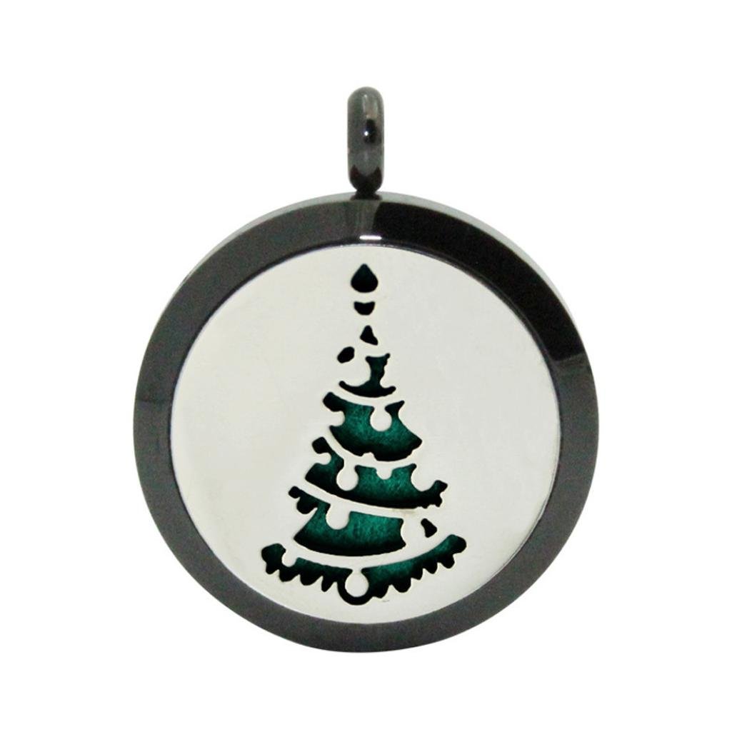 Aromatherapy Necklace for Essential Oils - Christmas Tree Locket Diffuser Pendant for Stress Relief & Relaxation | Perfect for Yoga, Meditation & Holiday Gifts