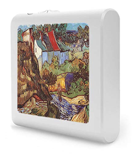 Dimmable LED Night Light with Auto On/Off Sensor, Adjustable Brightness & Warm White Light - Perfect for Bathroom, Hallway, Nursery & Bedroom - Van Gogh Houses at Auvers Inspired Design