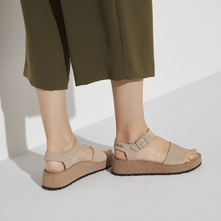 Birkenstock Glenda Women's Sandals - Soft Nubuck Leather in Sandcastle Color | Comfortable Footbed for Walking, Travel & Casual Wear