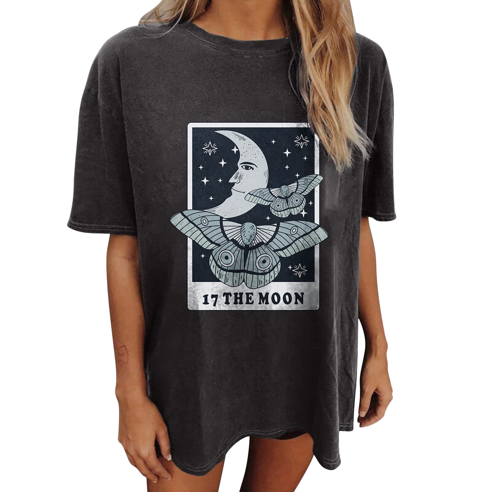 Gothic Oversized T-Shirts for Women - Halloween Aesthetic Short Sleeve Shirts with Western Skeleton Print | Perfect for Halloween Costumes, Goth Fashion, and Casual Streetwear
