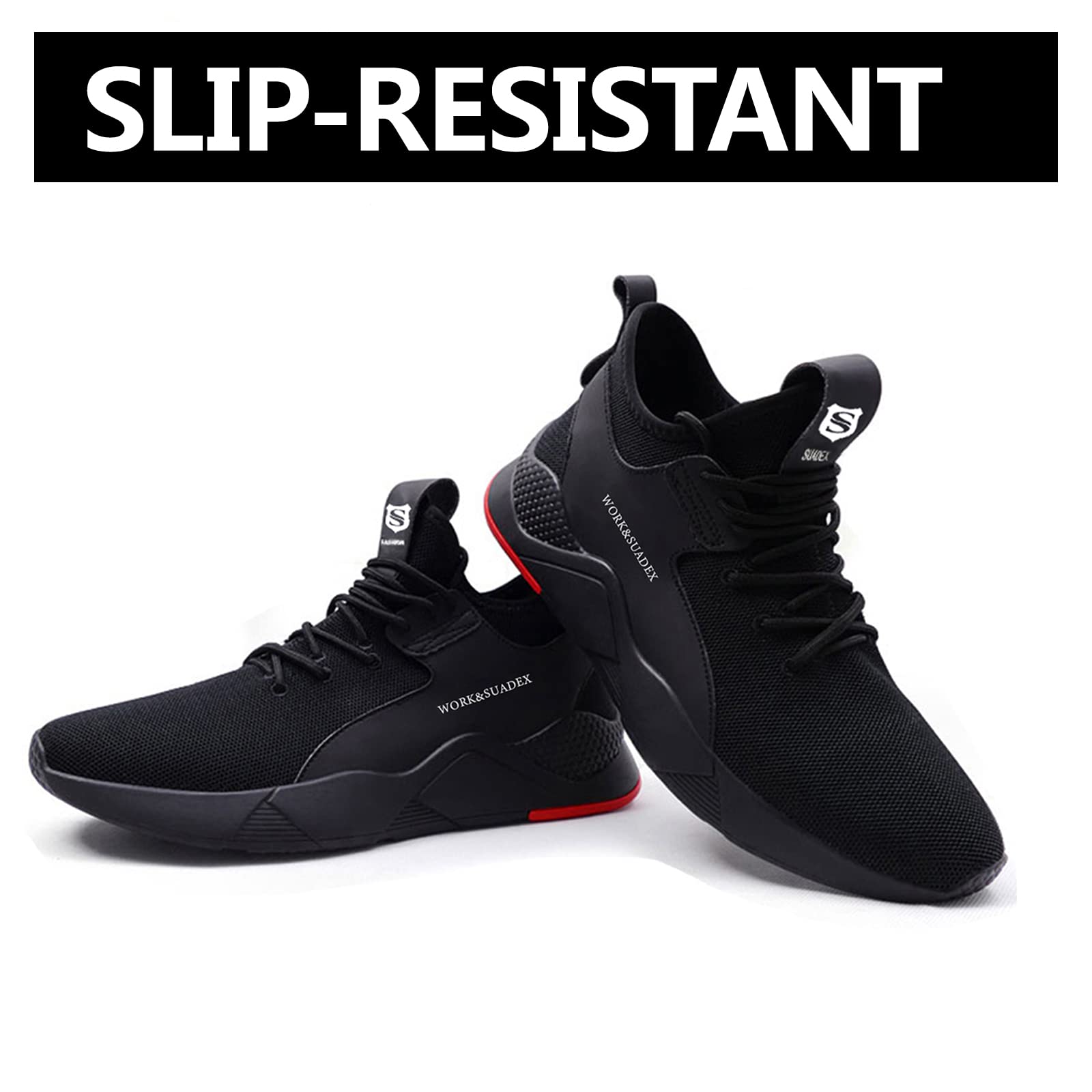 SUADEX Steel Toe Work Shoes for Men & Women - Lightweight Safety Sneakers for Construction, Indestructible & Breathable - Perfect for Industrial Work, Warehouse, and Outdoor Labor