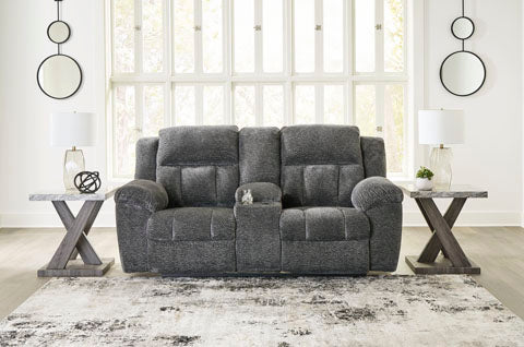 Frohn Graphite Reclining Loveseat Sofa - Modern 2-Seater Recliner with Adjustable Backrest for Living Room, Home Theater & Small Spaces