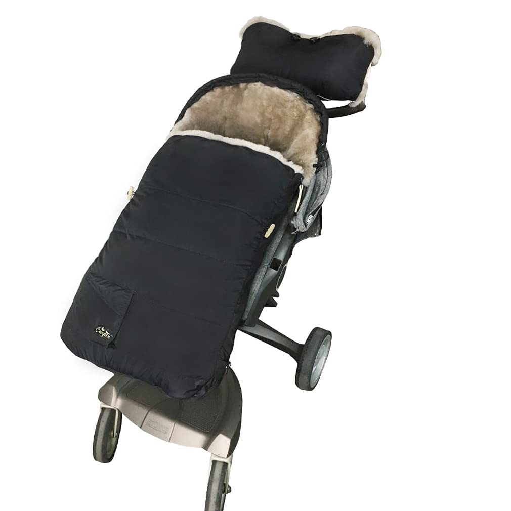 Premium Waterproof Universal Stroller Bunting Bag with Adjustable Front Height - Anti-Slip, Anti-Kick Design & Lambskin Handmuff for Cold Protection - Perfect for Winter Walks, Shopping Trips, and Outdoor Adventures with Baby