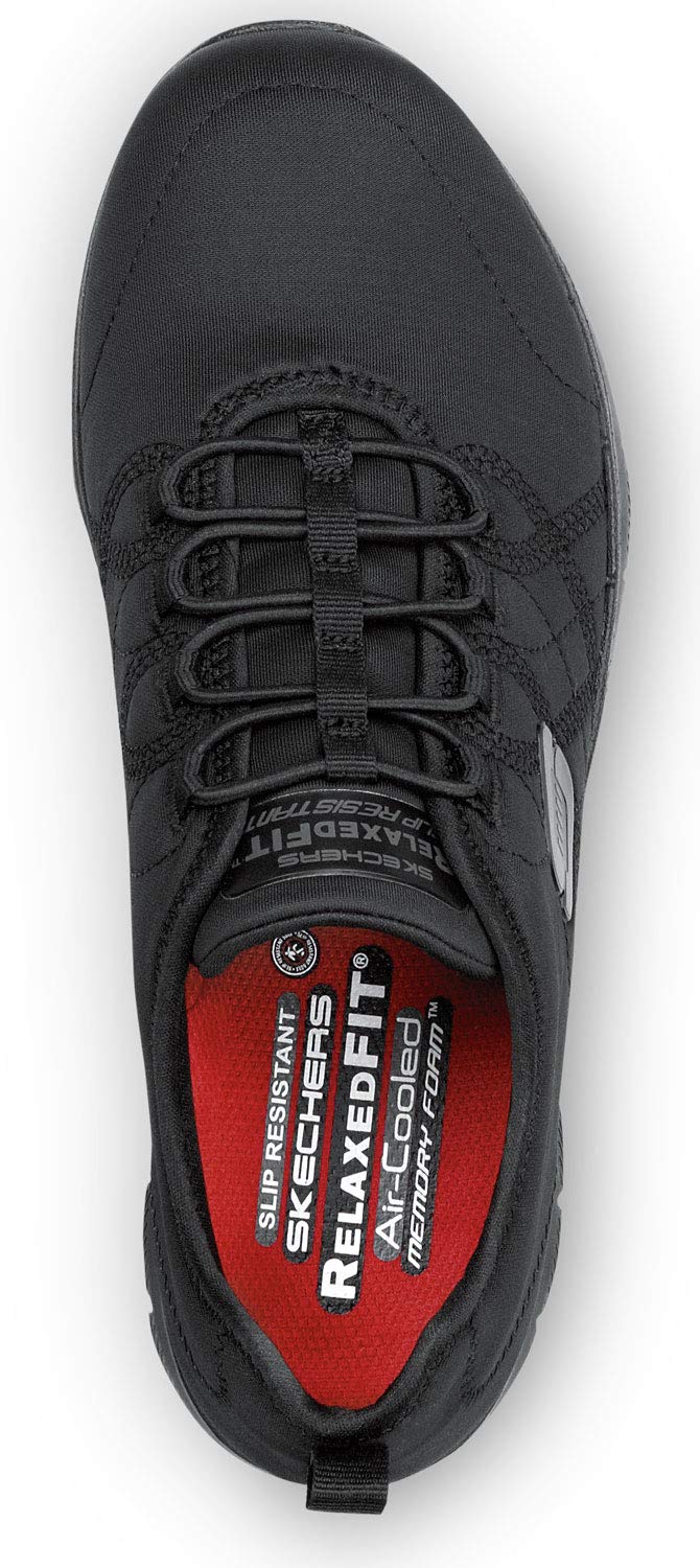 Skechers Alex Women's Slip-Resistant Athletic Shoes - Black Soft Toe Work Shoes for Nurses, Waitresses & Healthcare Professionals | Comfortable Non-Slip Sneakers for Long Shifts