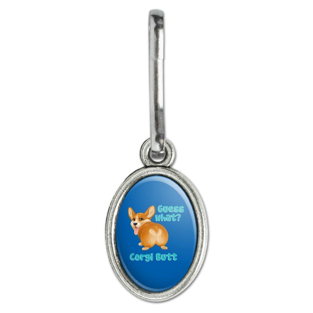 Funny Corgi Butt Charm - Vintage Oval Zipper Pull for Clothes, Purse, Suitcase & Backpack | Cute Dog Lover Accessory for Travel & Everyday Use
