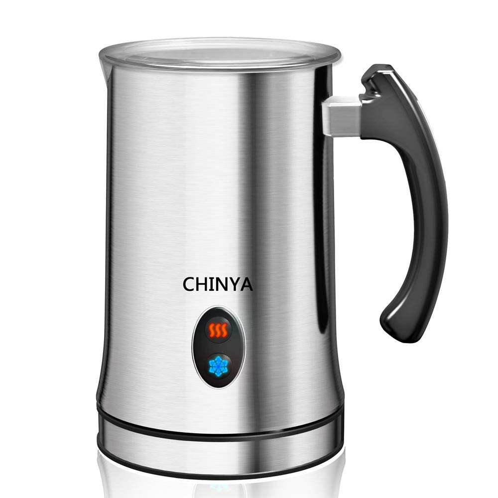 Electric Milk Frother with Hot & Cold Function - Automatic Milk Steamer with Adjustable Foam Density for Coffee, Cappuccino, Latte - Perfect for Home Breakfast, Office Coffee Breaks & Cafe Style Drinks