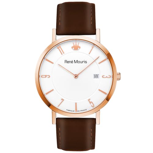White Dial - Rose Gold Case - Dark Brown Strap - Rose Gold Applique