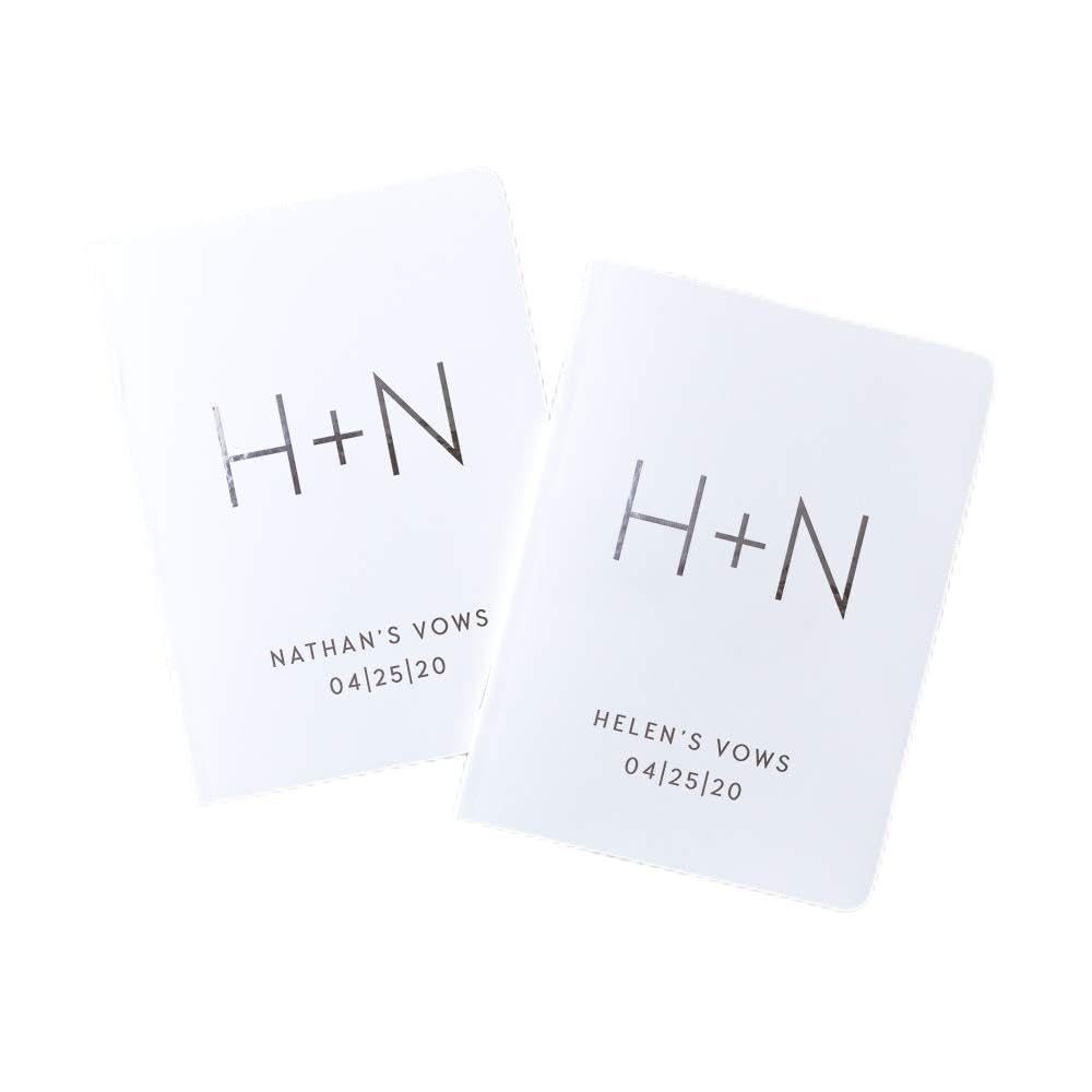 Personalized Wedding Vow Books for Couples - His & Hers Custom Foil Vow Book Set (2 Pack) - Perfect for Wedding Ceremonies, Vow Renewals & Anniversary Gifts
