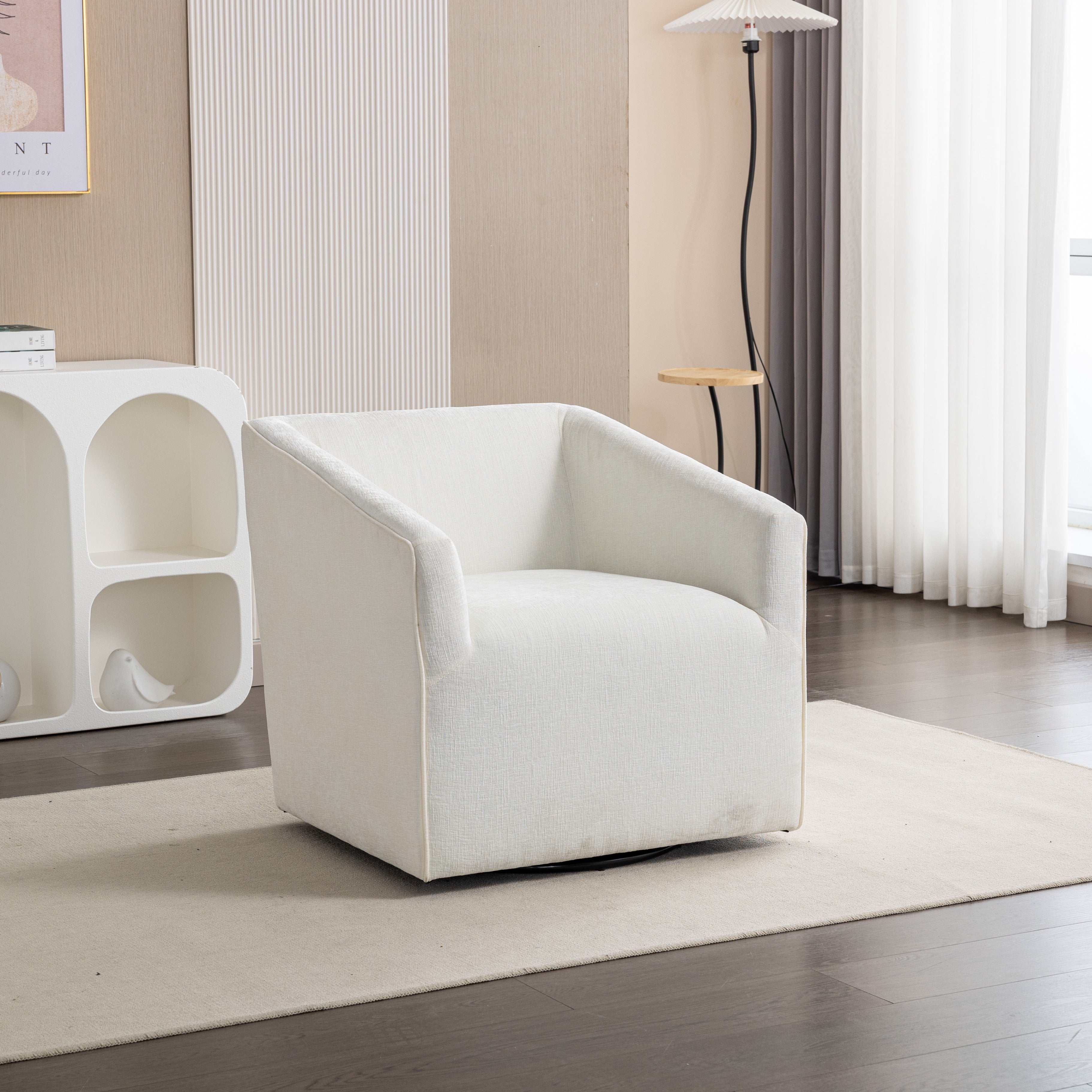 Roundhill Furniture Modern Upholstered Barrel Swivel Armchair - 360° Rotation, Comfortable Lounge Chair for Living Room, Office, or Reading Nook