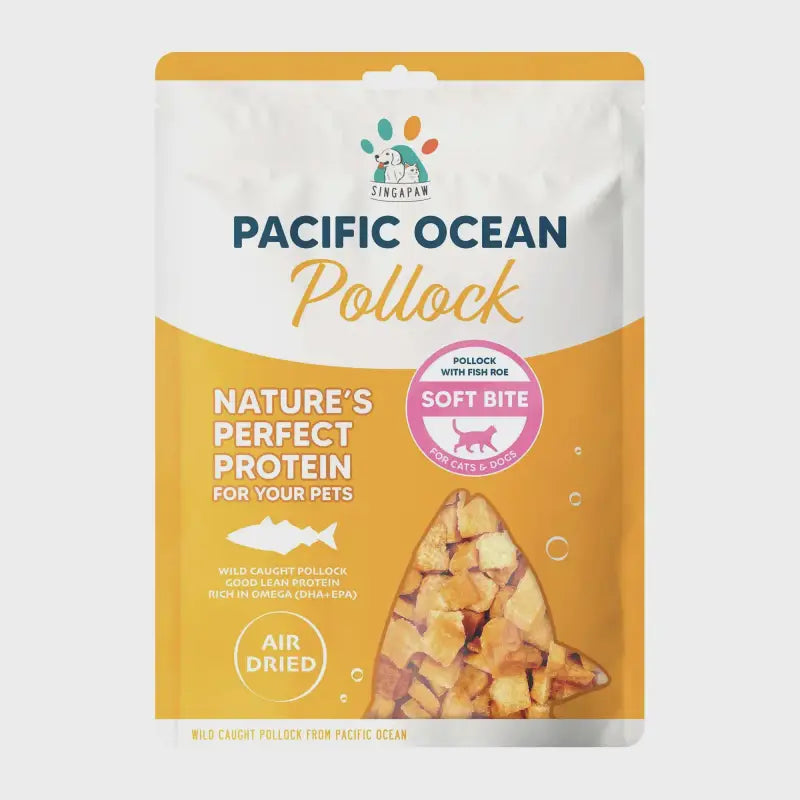 Premium Air-Dried Pacific Pollock with Fish Roe Dog & Cat Treats - 70g, All-Natural, Grain-Free Soft Bites for Training, Rewards & Dental Health