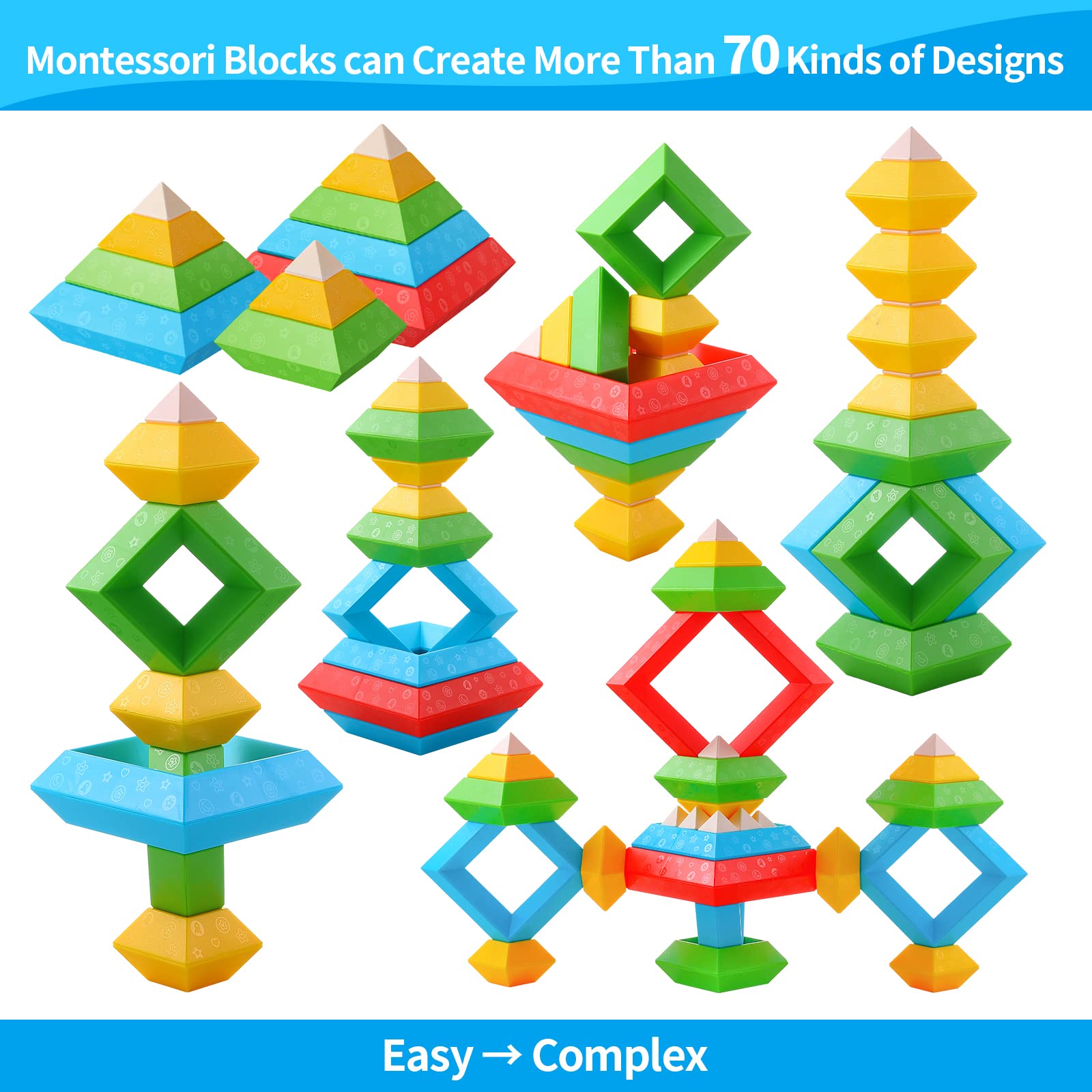 Montessori Toys for Toddlers 1-5 Years Old - 30Pcs Building Blocks Stacking Educational STEM Sensory Toys for Boys & Girls | Preschool Learning Activities, Birthday Gifts for Kids Age 1-2 2-4 | Perfect for Classroom, Daycare & Homeschool Early Childhood Development